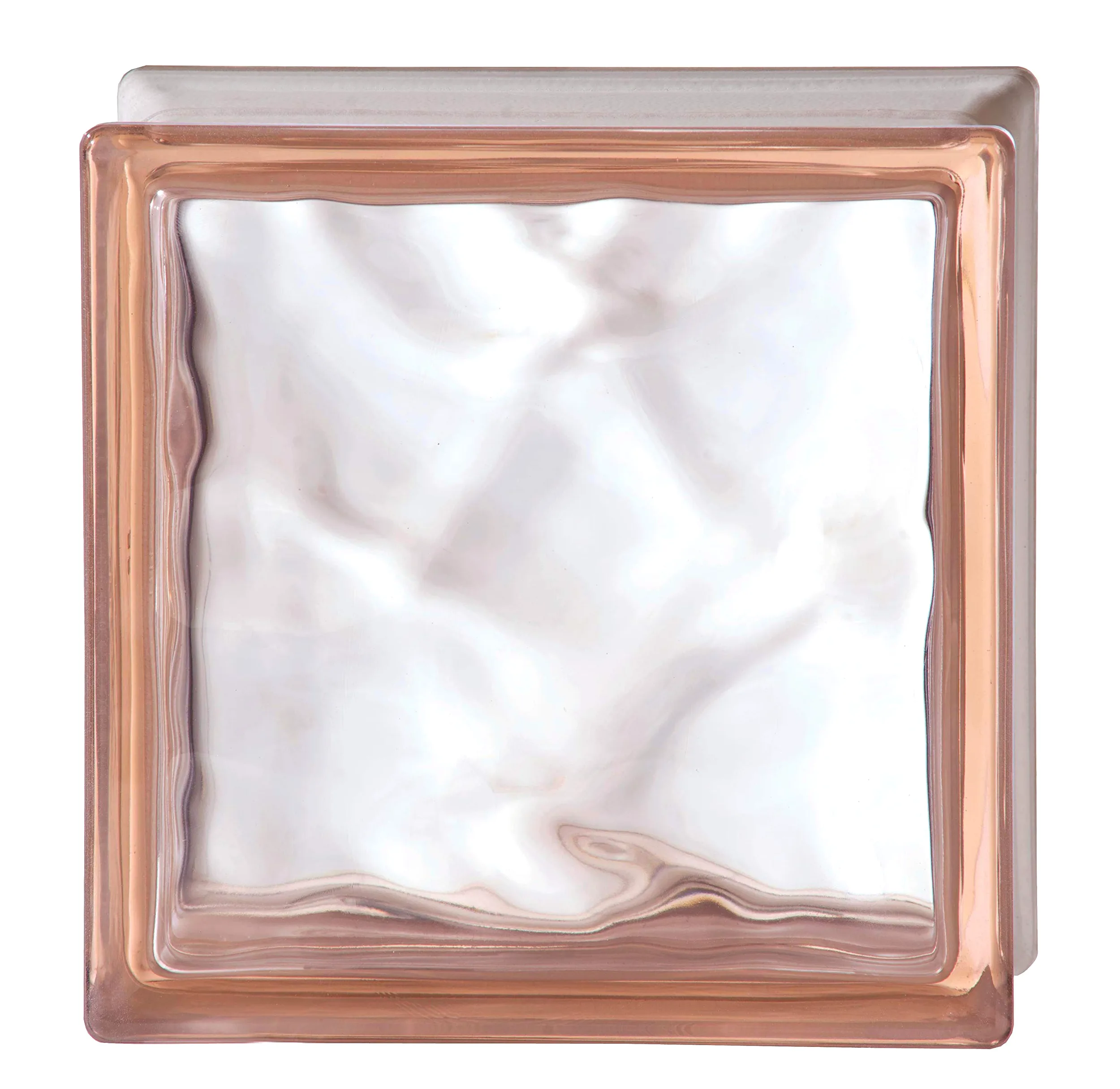 Bloque de vidrio Bormioli Rocco Ondulado Rosa Cipria | cm 19x19x8 | Unidad de venta 1 caja de 6 pzas de bloques de vidrio