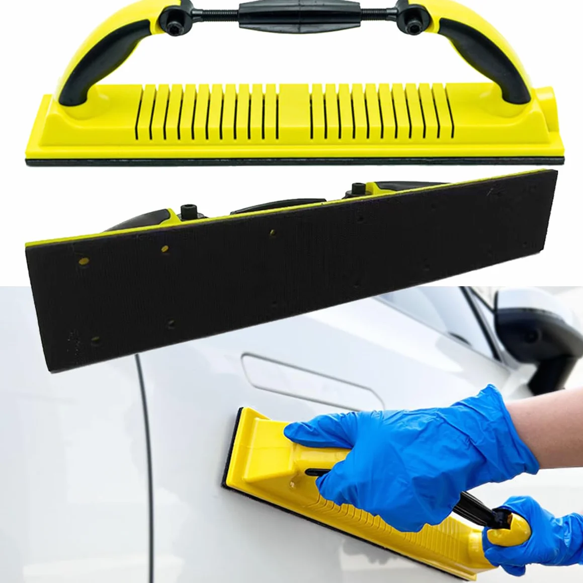 Herramienta de Lijado Manual, Ajustable y Curvado Lijadora de Mano Para, para Tiras de Lijado de 70*400mm, Agarre Cómodo, Bloque de Lijado para Lijar Masilla, Yeso, Madera (Amarillo)