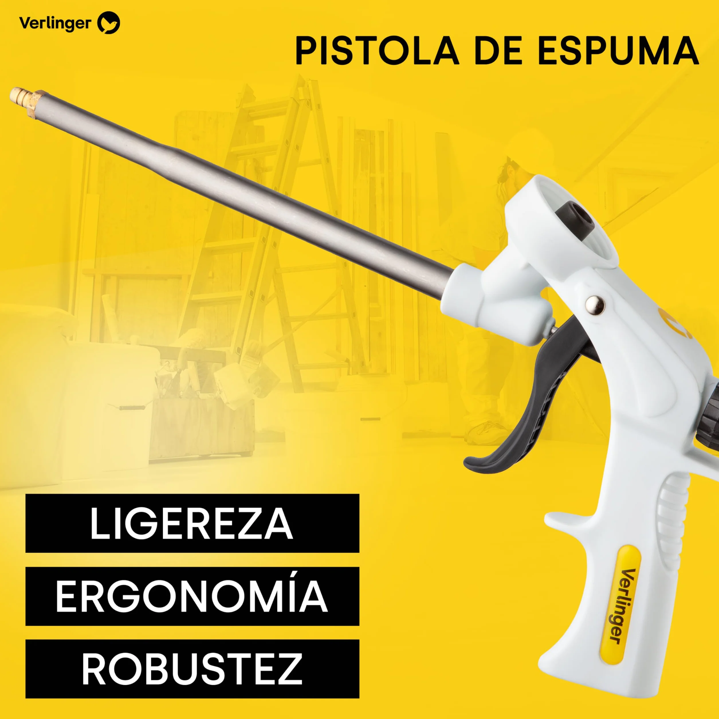 Pistola De Espuma De Poliuretano Pistola Resistente Aplicadora De Espuma Pu Pistola De Aplicación Para Espuma De Construcción Y Adhesivos Herramienta De Calafateo Blanco