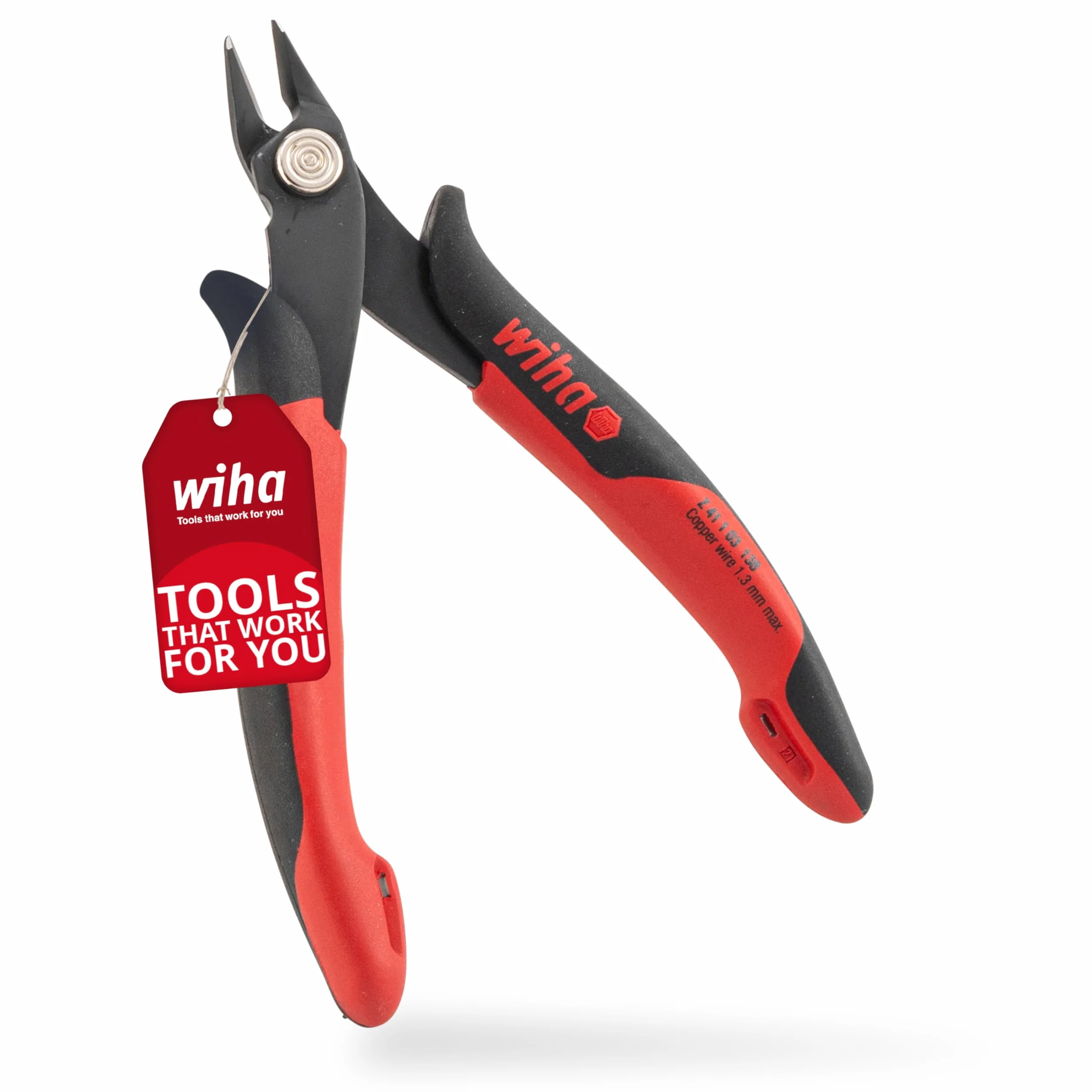 Wiha Alicates de corte diagonal Electronic con cabeza puntiaguda ancha sin chaflán 130 mm, 5 1/2" (26818)