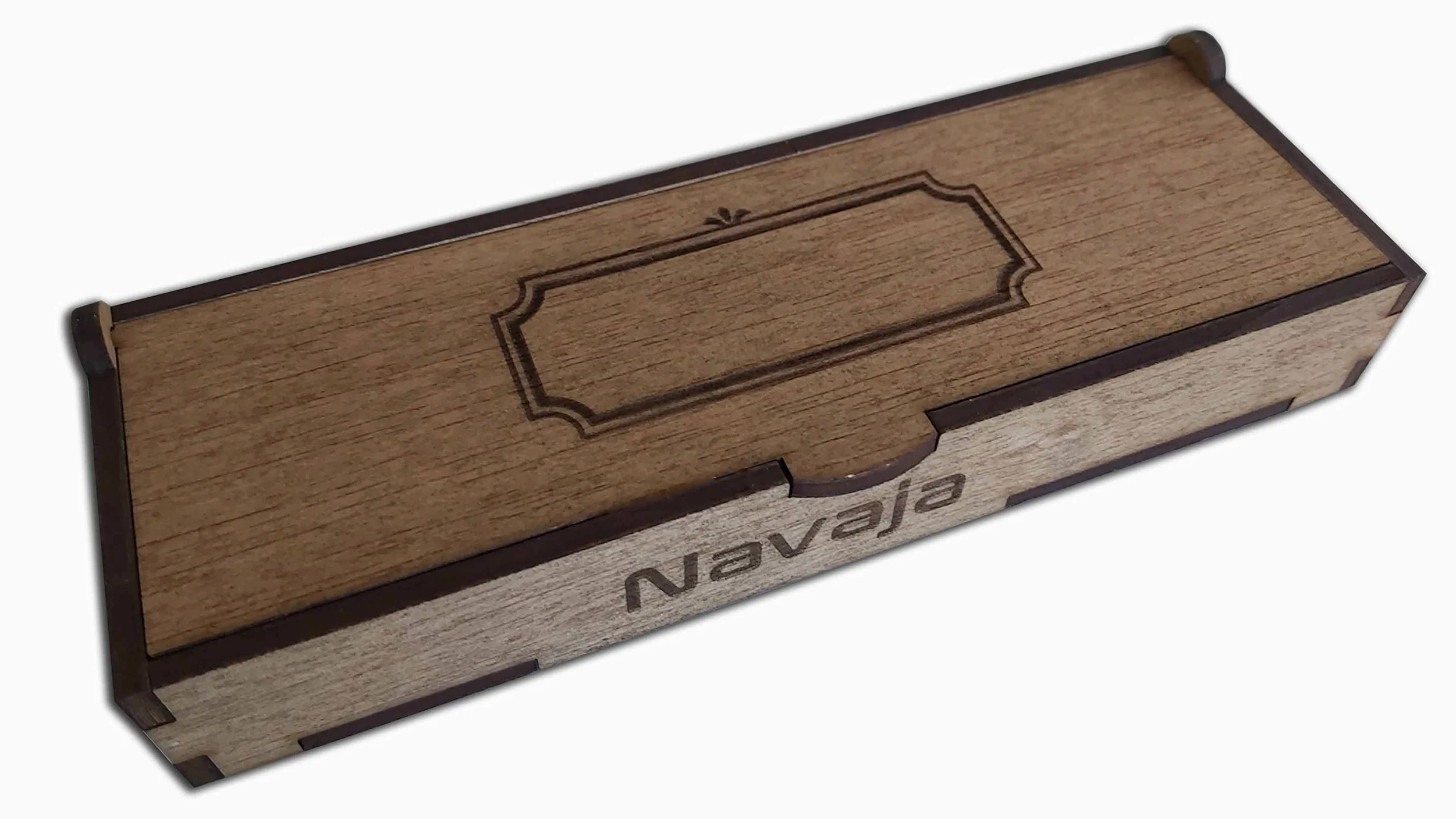 Genérico Navaja de Artesania 8.5 cm de hoja personalizado con tu nombre en cajita de madera. Virola cuadrada.