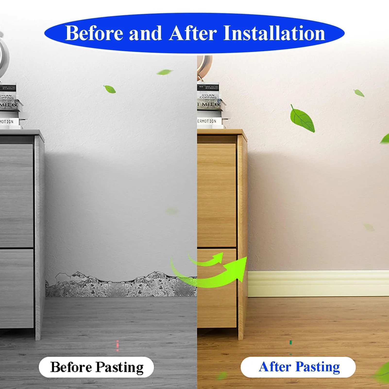 Rodapies autoadhesivo rodapié blando de 12cm de ancho zócalos decorativos base de pared zócalo flexible autoadhesivo molduras decorativas,para cocina,baño,pared y suelo (5m Largo) (Blanco)