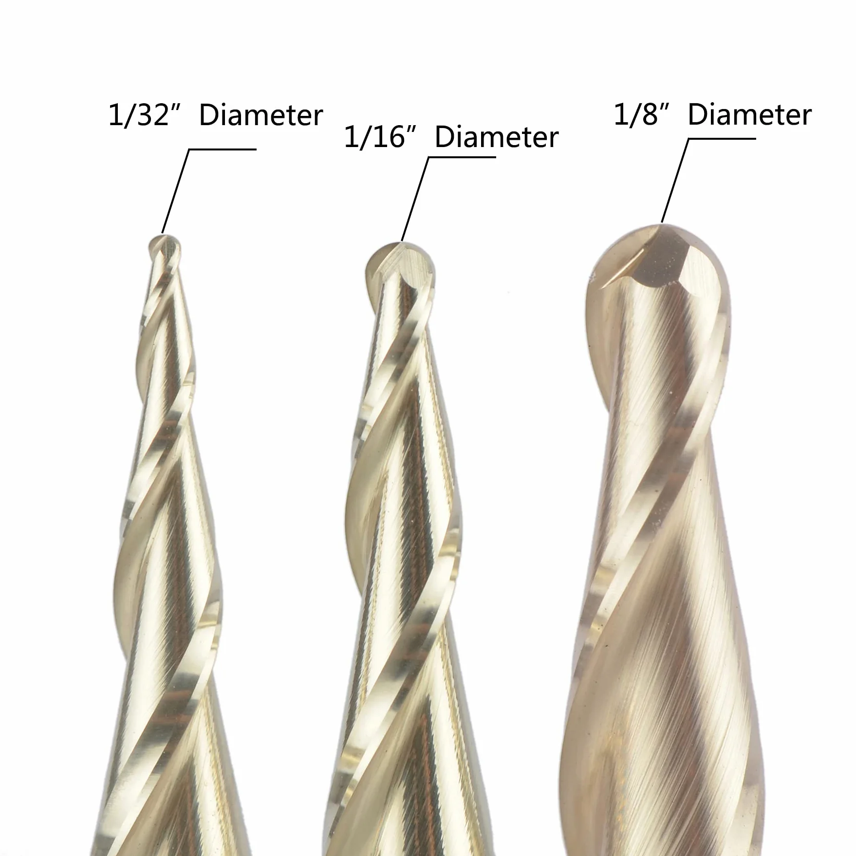 SpeTool 3 unids carburo bola nariz router bit CNC extremo molino 1/16 1/32 1/64 radio de corte para madera 3D tallado grabado MDF roble