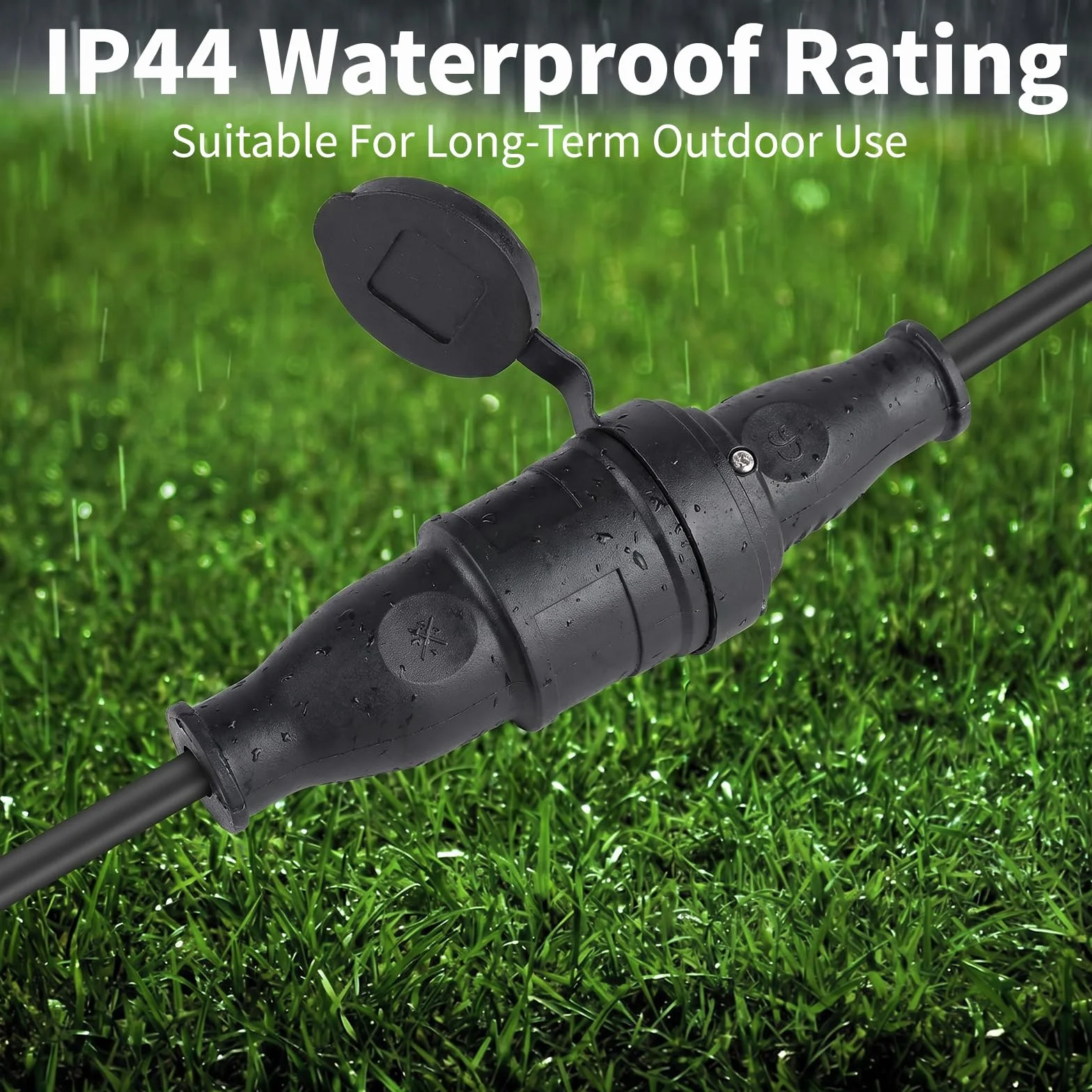 Enchufe Schuko Macho Hembra IP44 250V 16A Juego 5 Pares con Protección Antitorceduras