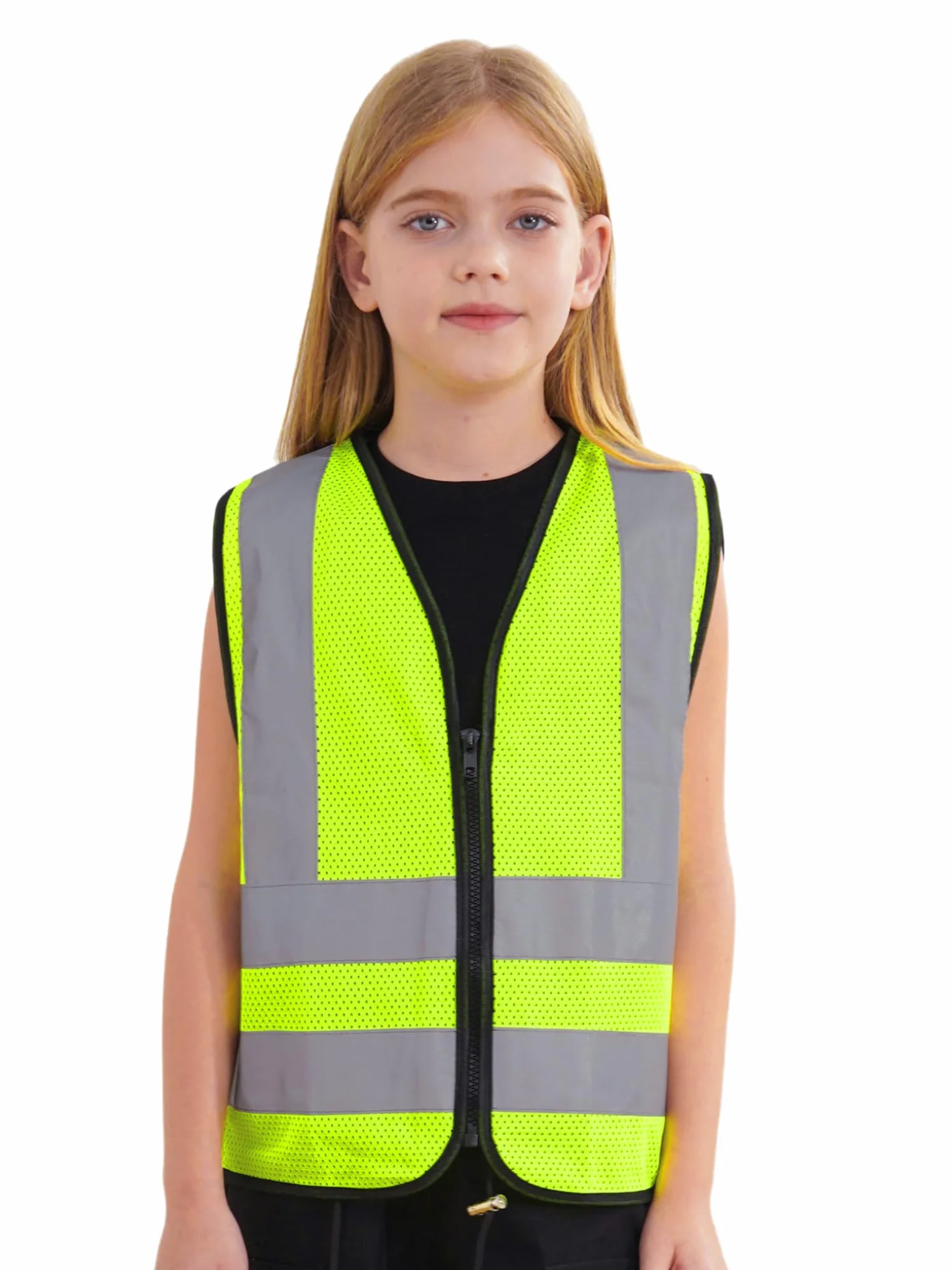 Oyolan Chaleco Reflector Niños Camiseta De Seguridad Amarillo Fluorescentes Para Al Aire Libre Chaleco Reflectante Bicicleta Para Escolares