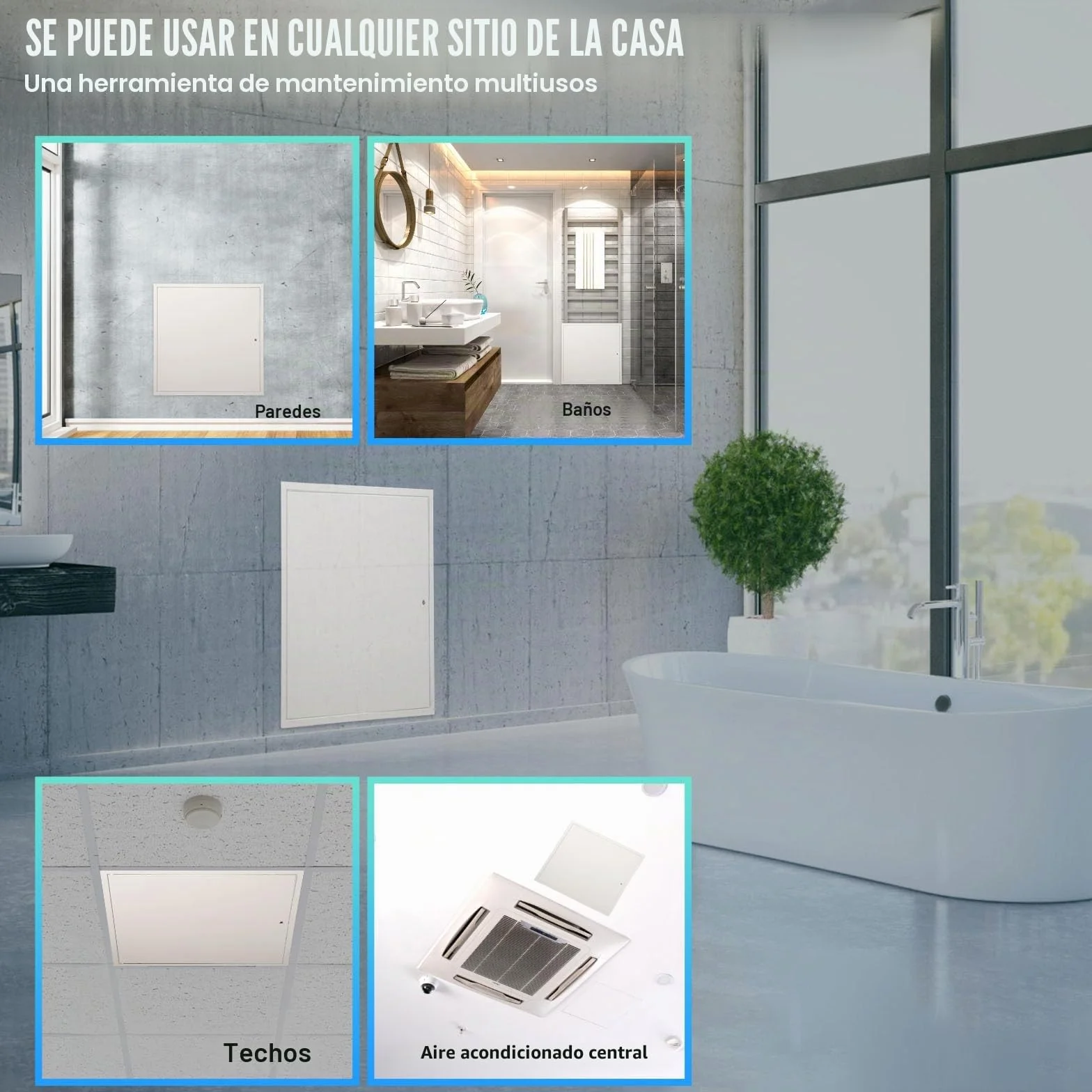 VEVOR Trampilla de Inspección 620x620 mm de Acero Galvanizado, Puerta de Acceso para Paneles de Yeso, con Pestillo de Destornillador, para Instalación de Fontanería y Electricidad en Techos, Blanco
