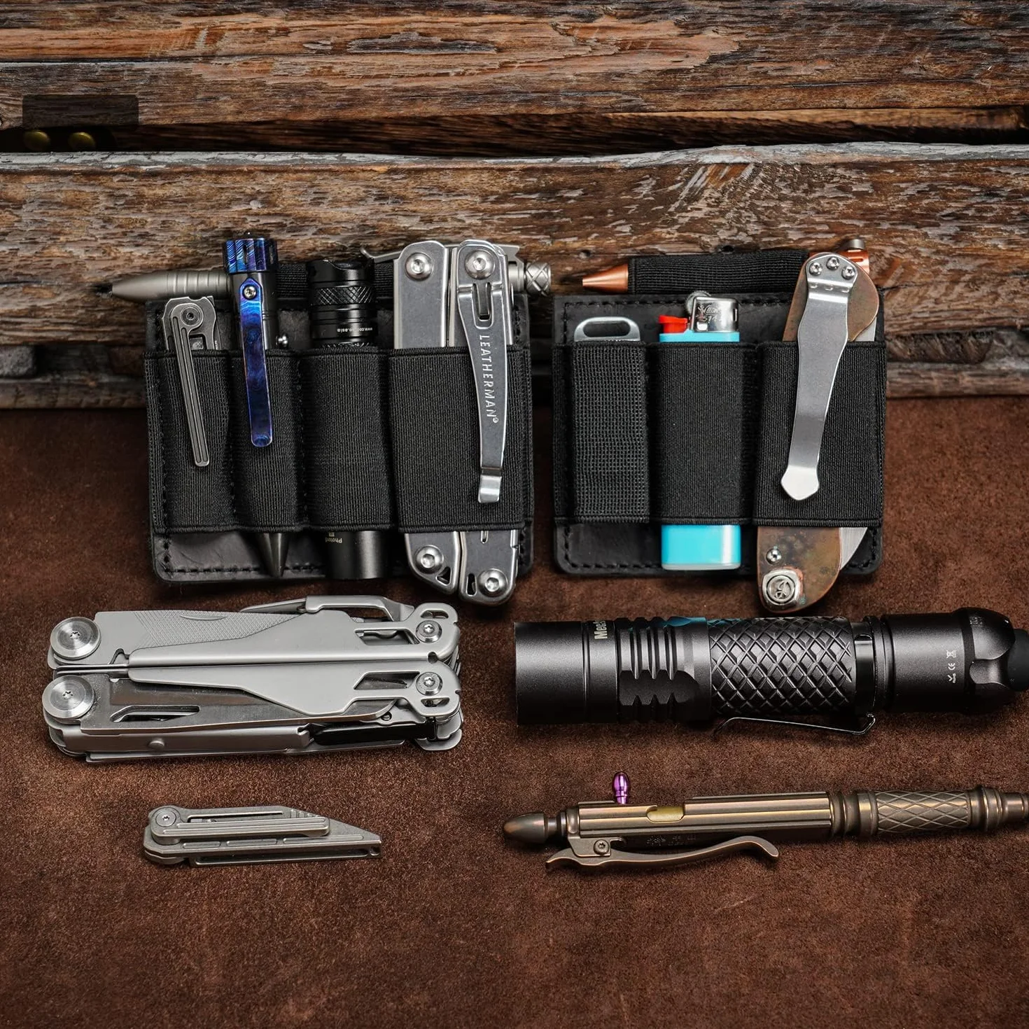 VIPERADE PL7 Organizador EDC elástico Pequeño Inserto con 4 Bolsillos, Funda multiherramientas, Panel de Gancho