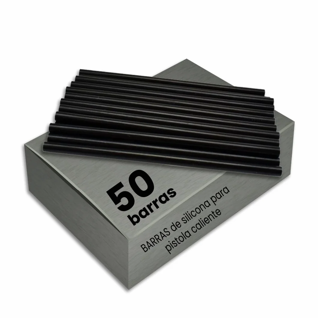 Bolsa De Cola Termofusible Negra | Barras Silicona Para Barras Caliente | De 11 x 200 mm | Cola Termofusible Negra de Alta Fijación | Para Automoción, Manualidades y Reparaciones | 50 Barras