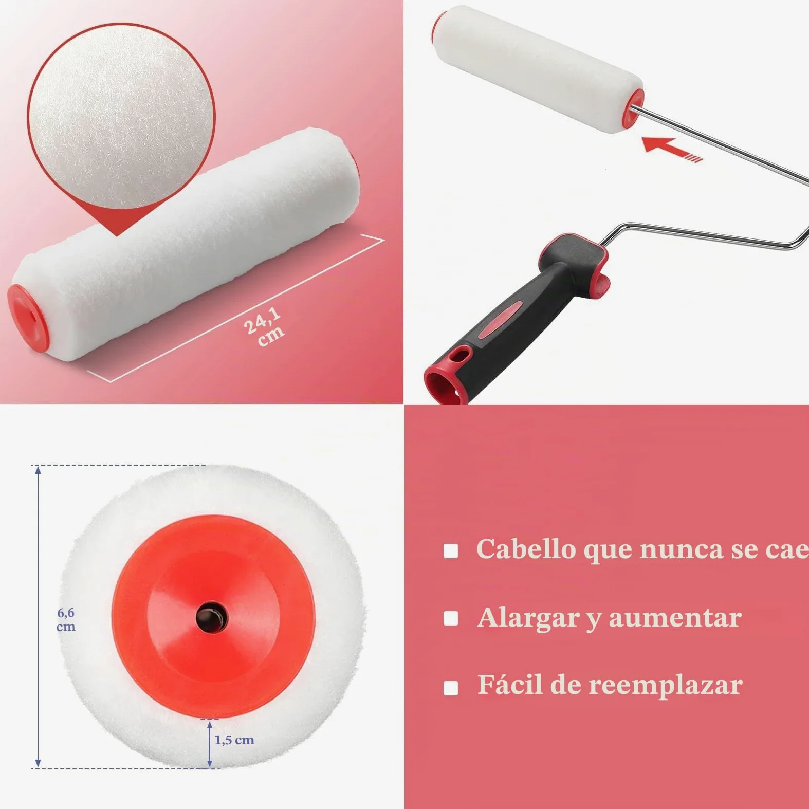 Rodillo de pintura, 70 – 180 cm, barra telescópica, rodillo de pintura multifunción, juego con cepillo de pintura para casa, barra de acero inoxidable para paredes y techos, color gris