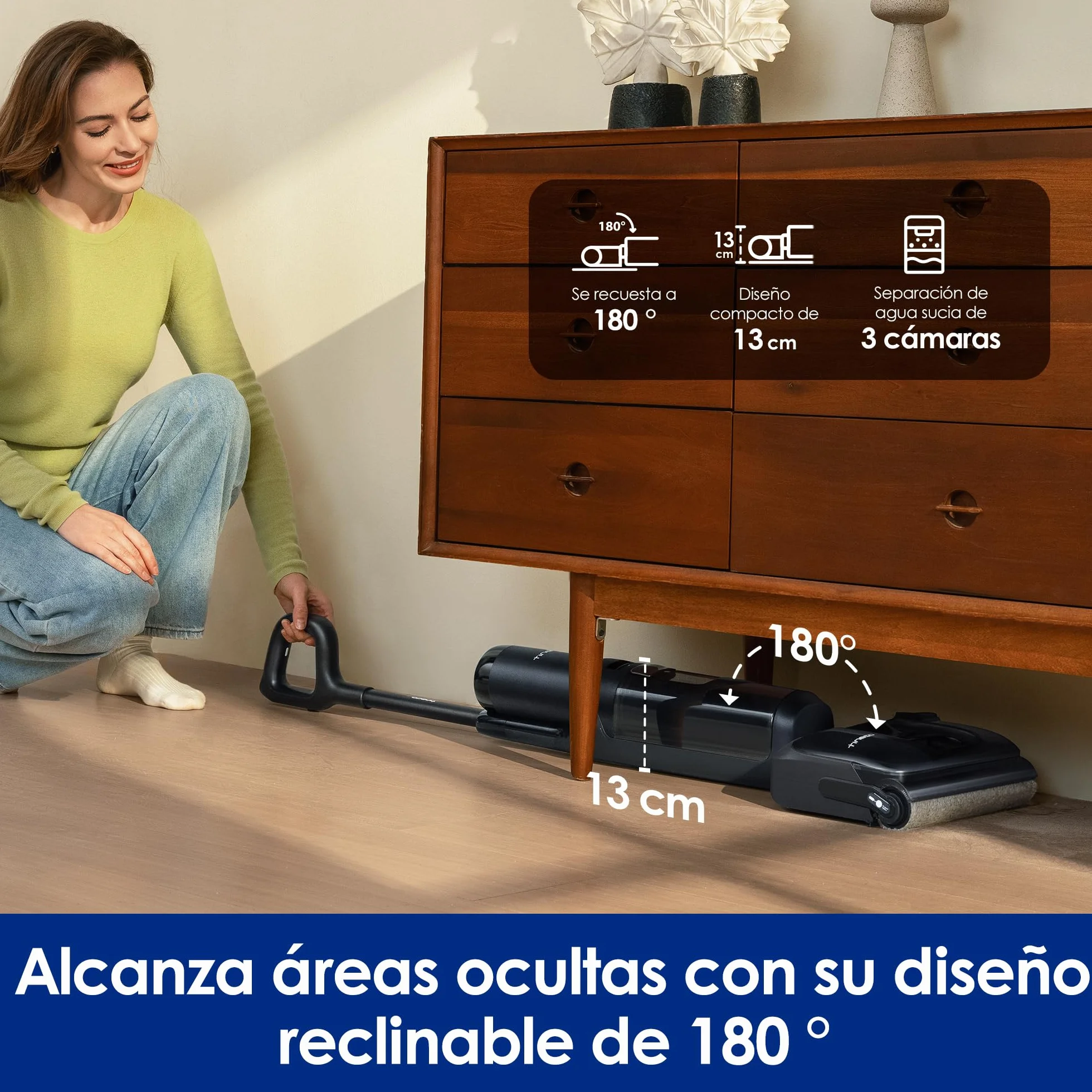 Tineco Floor One S7 Stretch Ultra Aspiradora inalámbrica en seco y húmedo 21.000 Pa 50 Minutos Autonomía Autolimpieza FlashDry 85°C
