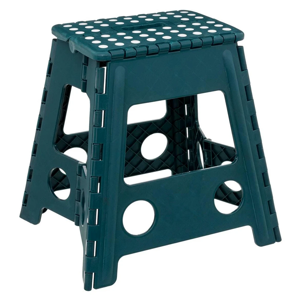 5five - Taburete Plegable de plástico, Negro, 1 peldaño, 39 cm, Cierre de Seguridad, fácil Almacenamiento, Revestimiento Antideslizante, Carga máxima 110 kg