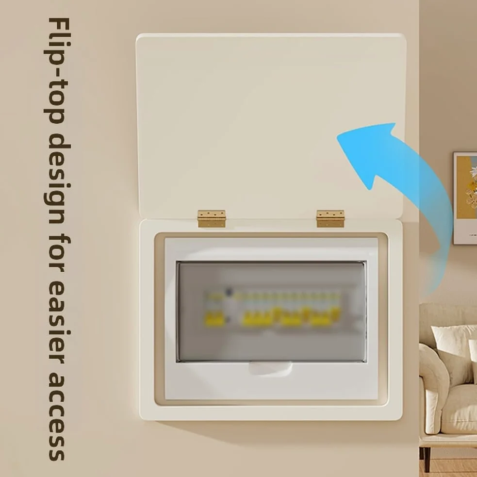 Caja de distribución de contador eléctrico 45X35 cm de plástico decorativo de madera para contador eléctrico y multimedia, cajas de corriente débil con tapa abatible, diseño de fácil acceso
