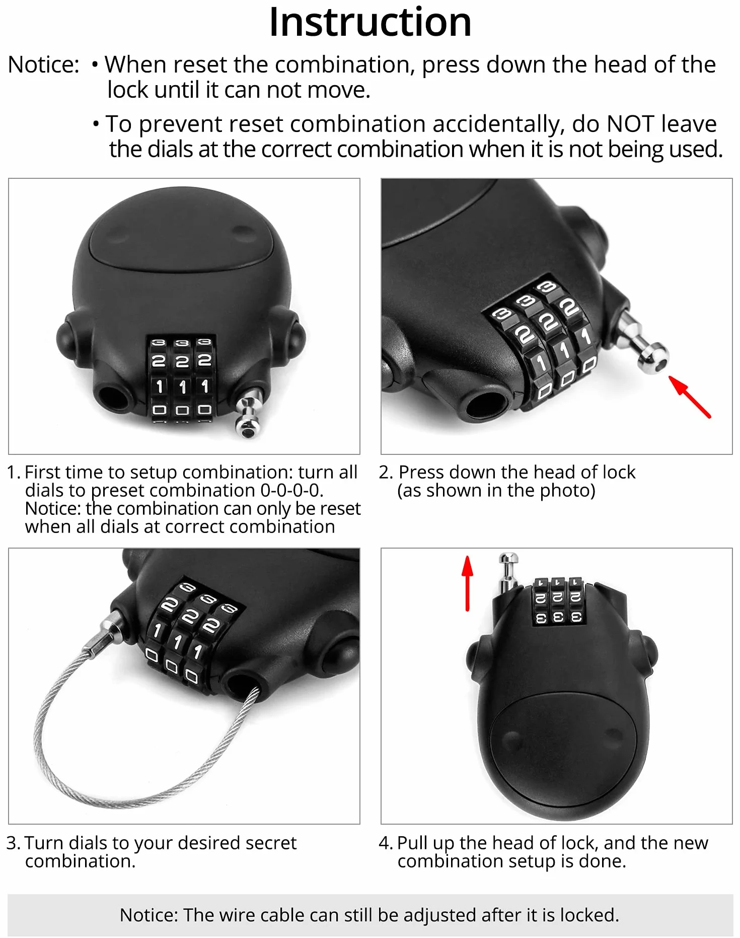 QWORK Candado de cable retráctil, paquete de 2 cerraduras de seguridad con contraseña de acero para equipaje