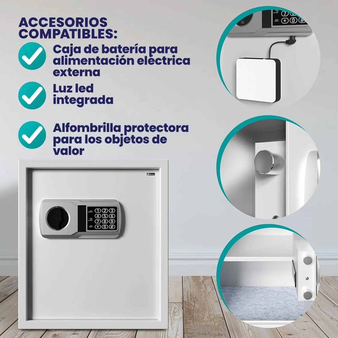 Deuba Caja Fuerte de Seguridad Electrónica 35x40x40cm Cerradura de Combinación Pared Suelo