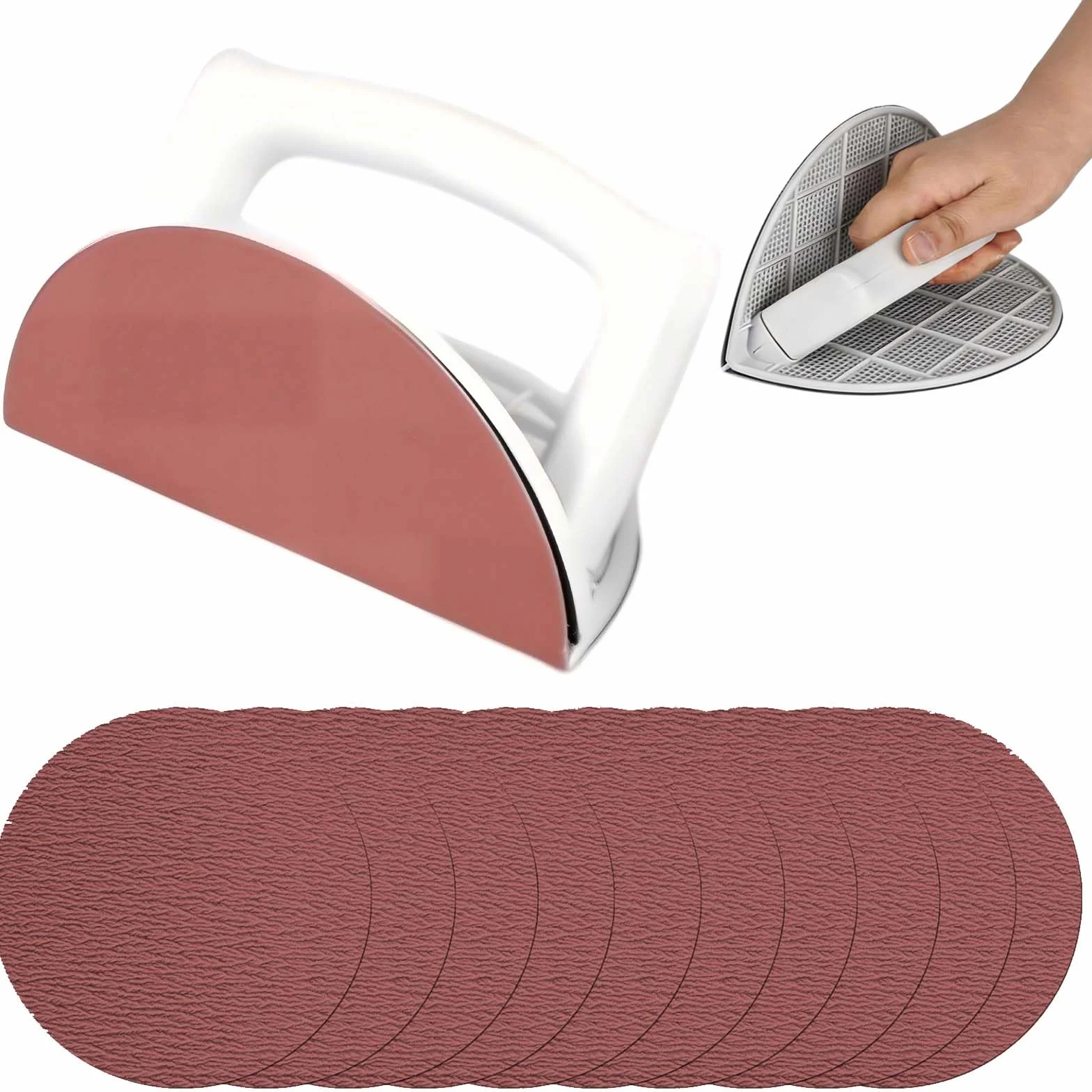 Lijadora Angular Semicircular Multifuncional FORMVERSITY, 5 Pulgadas Lijadora de Mano para Paneles de Yeso, Lijadora de Esquinas Kit de Lijadora de Detalles Manual Autoadhesiva con 10 Hojas de Lija