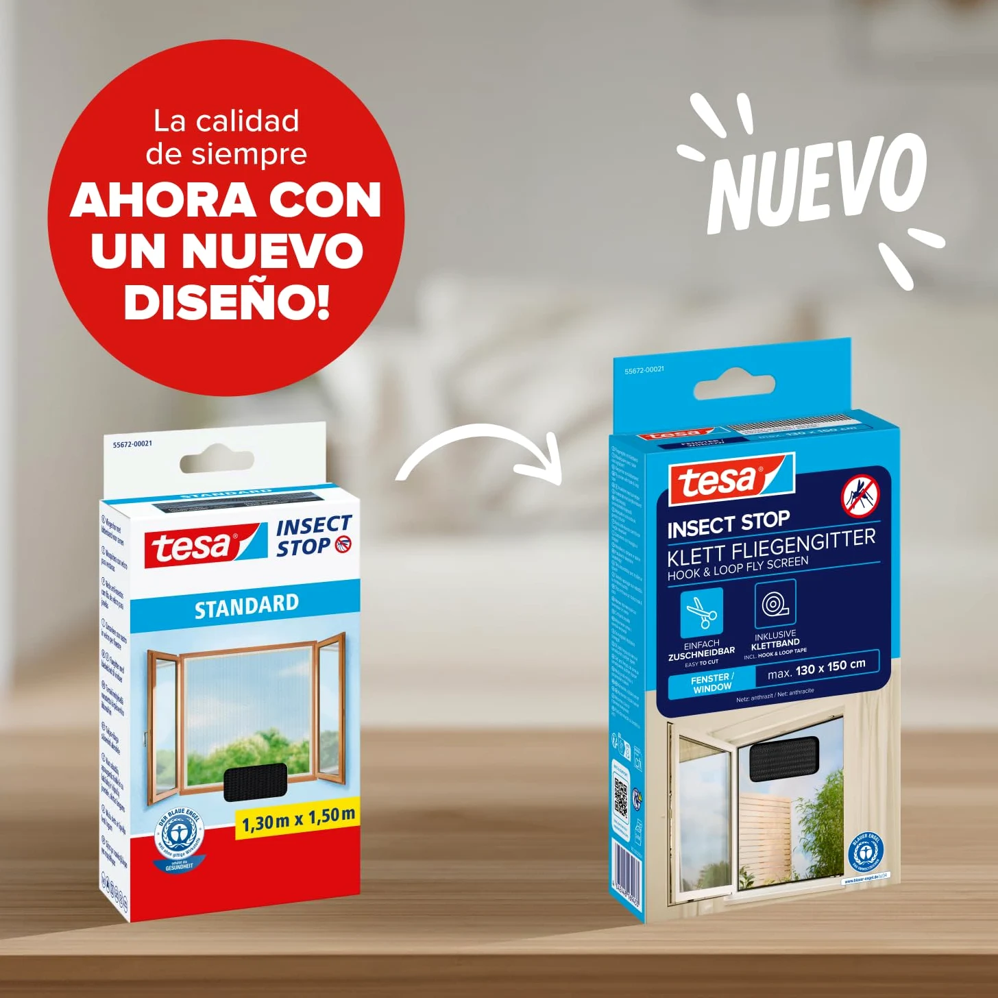 tesa INSECT STOP H&L Fly Screen for Window - mosquitera con cinta autoadhesiva, corte a medida, sin taladrar, antracita - 3x 130 x 150 cm