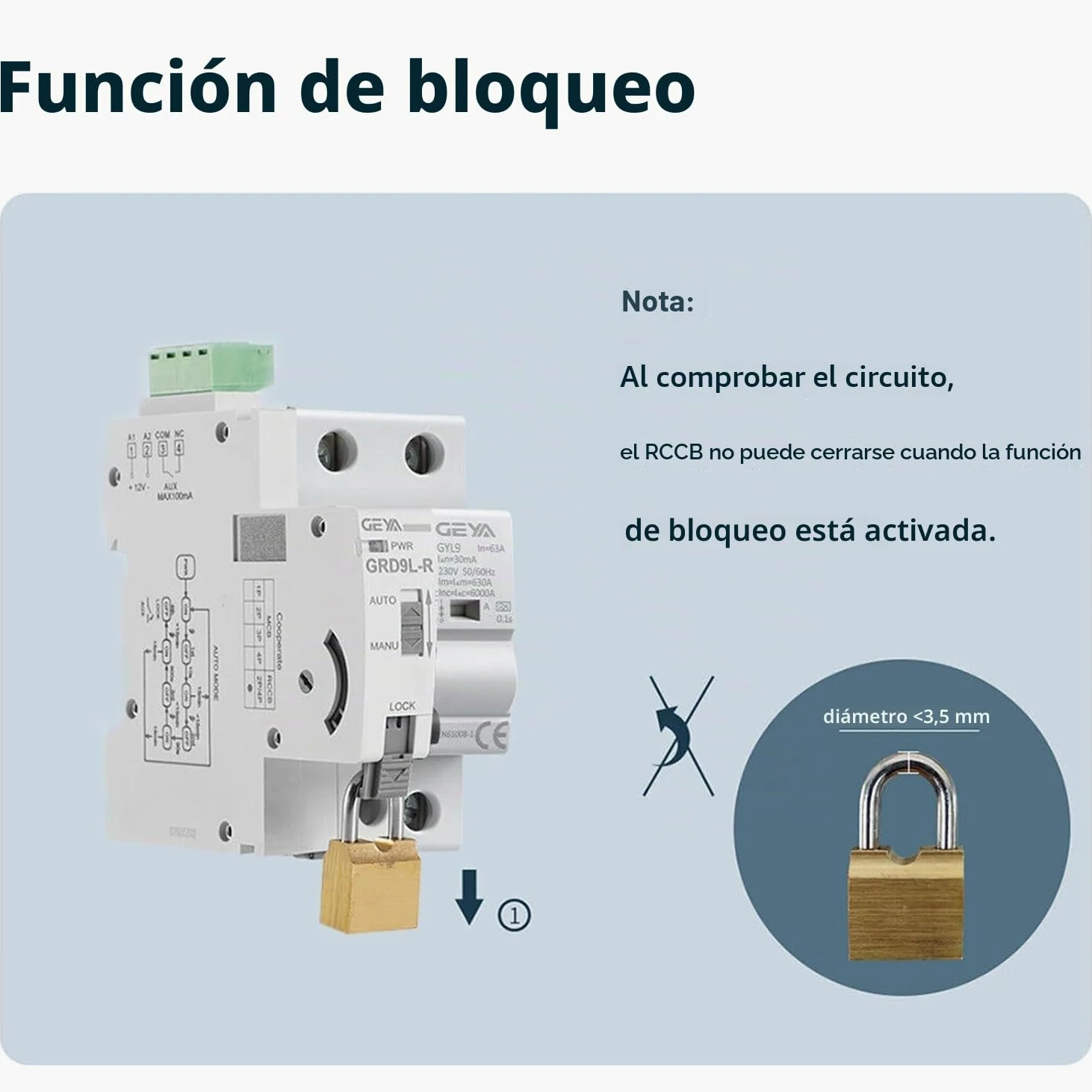 GEYA Disyuntores automáticos de fugas de reconexión RCD electromagnéticos (Reconectador AC220V+A-SI Tipo RCCB 2P-40A-30mA)