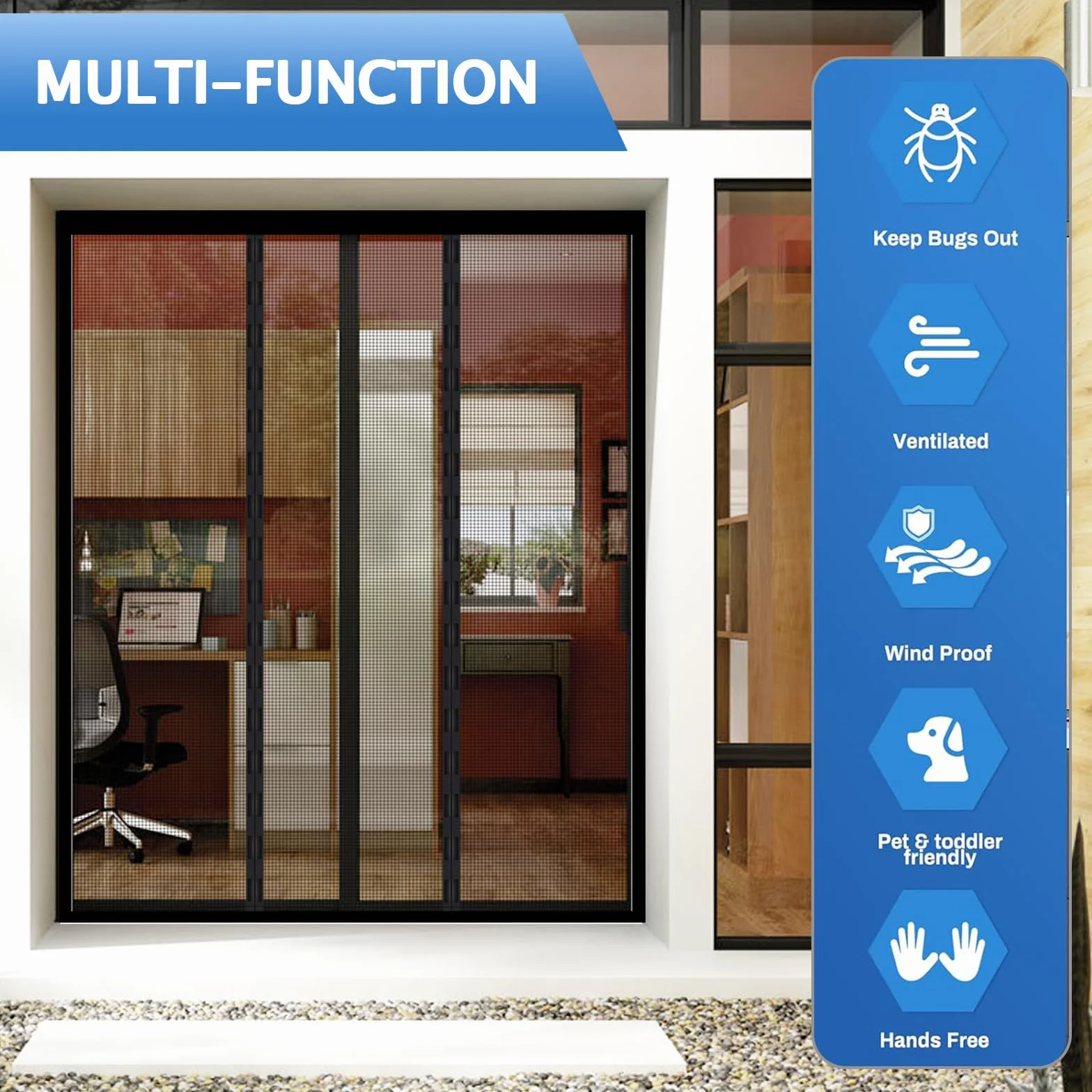 Mosquitera Puerta Magnética Hecha a Medida – Cortina Mosquitera Personalizable para Puertas Exteriores, Balcones y Terrazas – Cierre Automático por Imanes – Protección Total contra Insectos