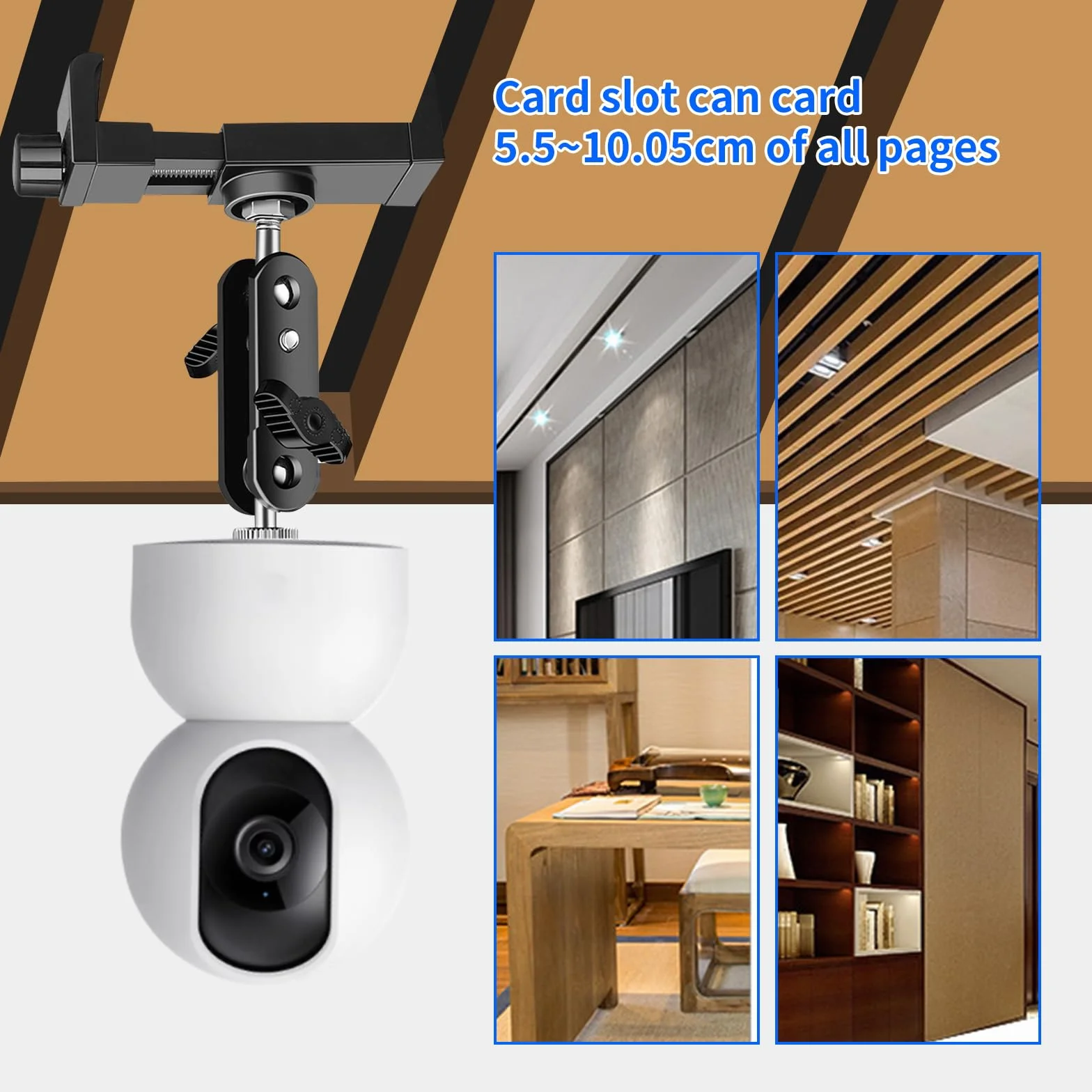 Soporte Camara Vigilancia, Abrazadera de Cámara Soporte de Montaje Cabeza Esférica 360° Soporte Cámara Pinza con Adaptador de Rosca 1/4",Ajustable Soporte de Mástil Clamp para Cámara Vigilancia