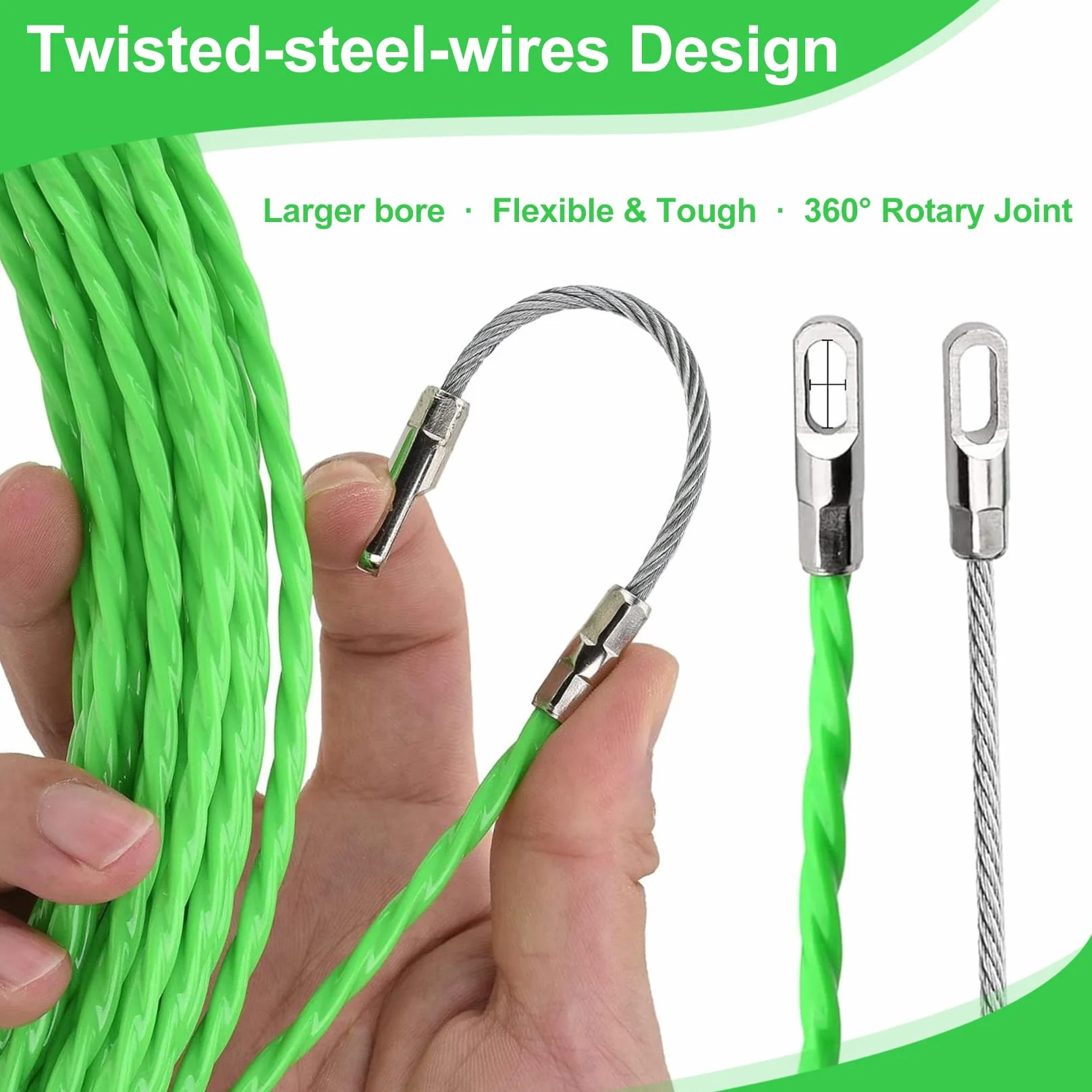Cinta de Tracción Espiral para Cables, Ayuda para Tirar Cables con Resorte, 30 m