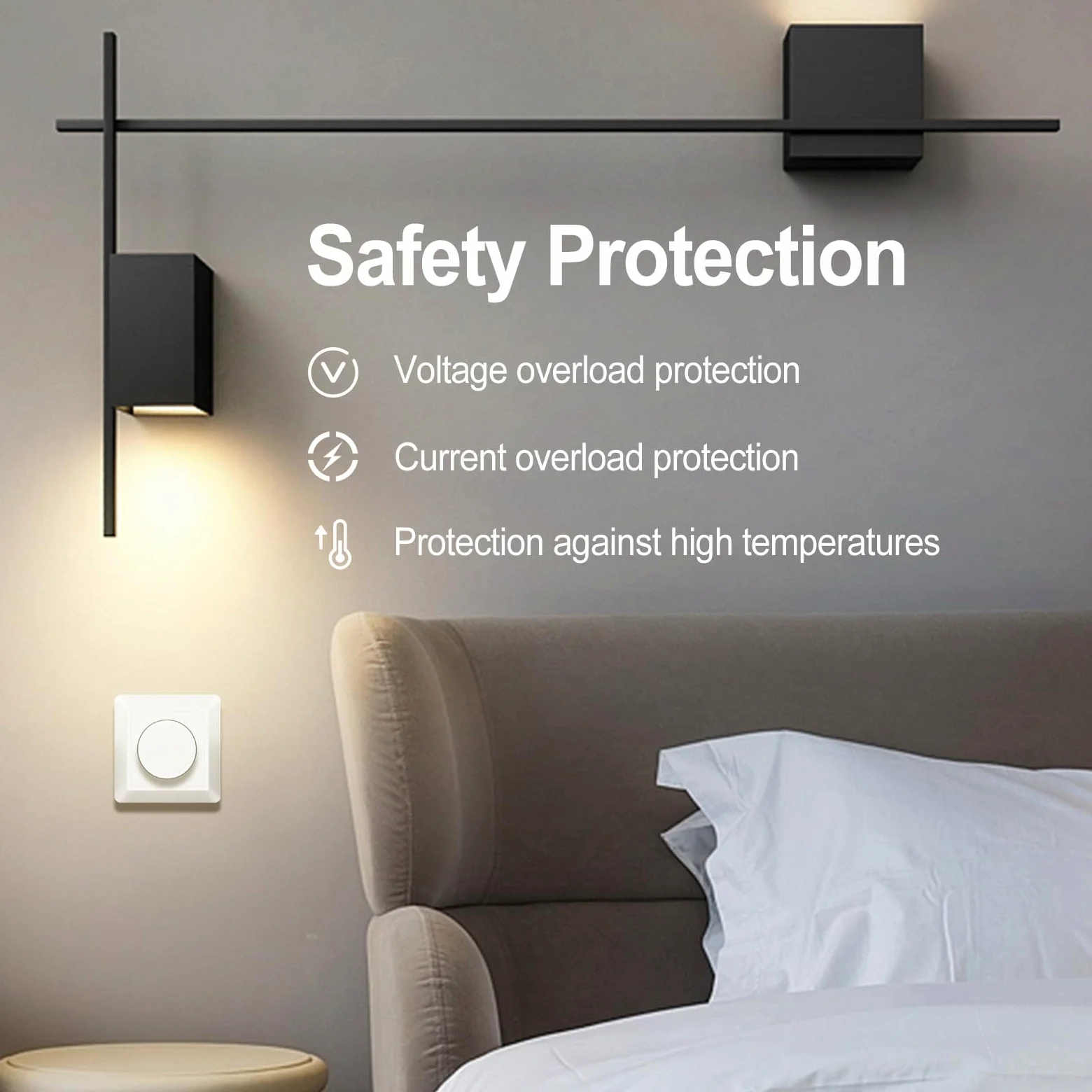 Dimmer LED 220V-240V, interruptor para bombillas LED regulables 5W-200W, protección segura, sin ruido, crema