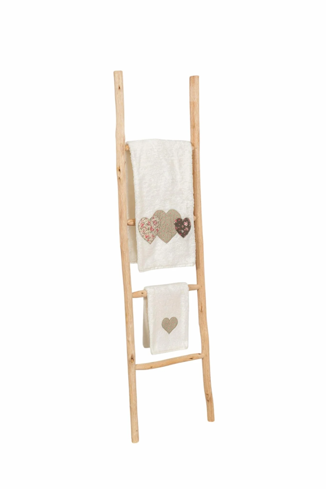Biscottini Escalera Decorativa de Madera Natural – Toallero, Portamantas, Decoración Rústica para Baño, Salón y Dormitorio