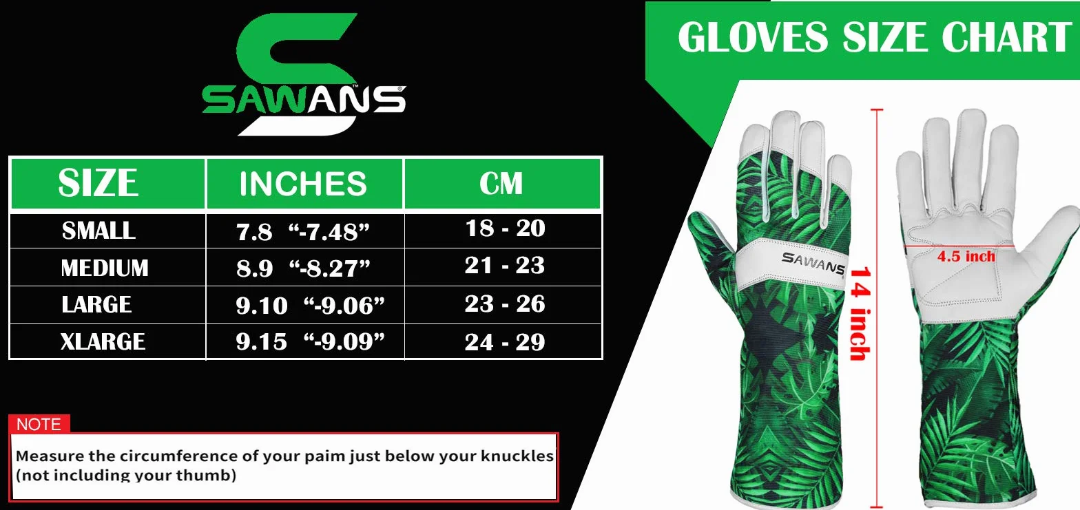 Guantes de Jardinería de Cuero Piel de Cabra Elastano Transpirable a Prueba de Espinas Protección Antebrazo Largo M