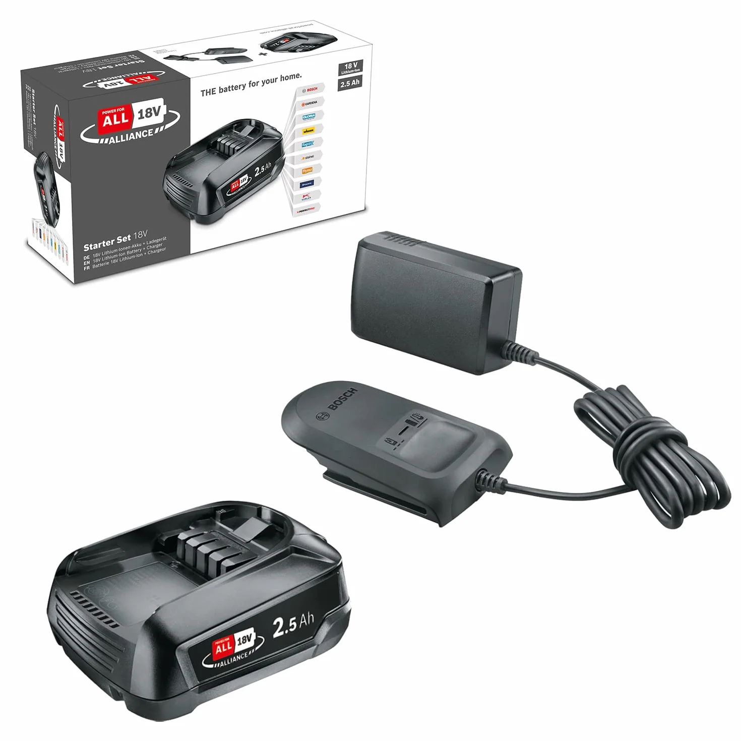Bosch 18V 2.5Ah Batería y Cargador Set de Inicio POWER FOR ALL