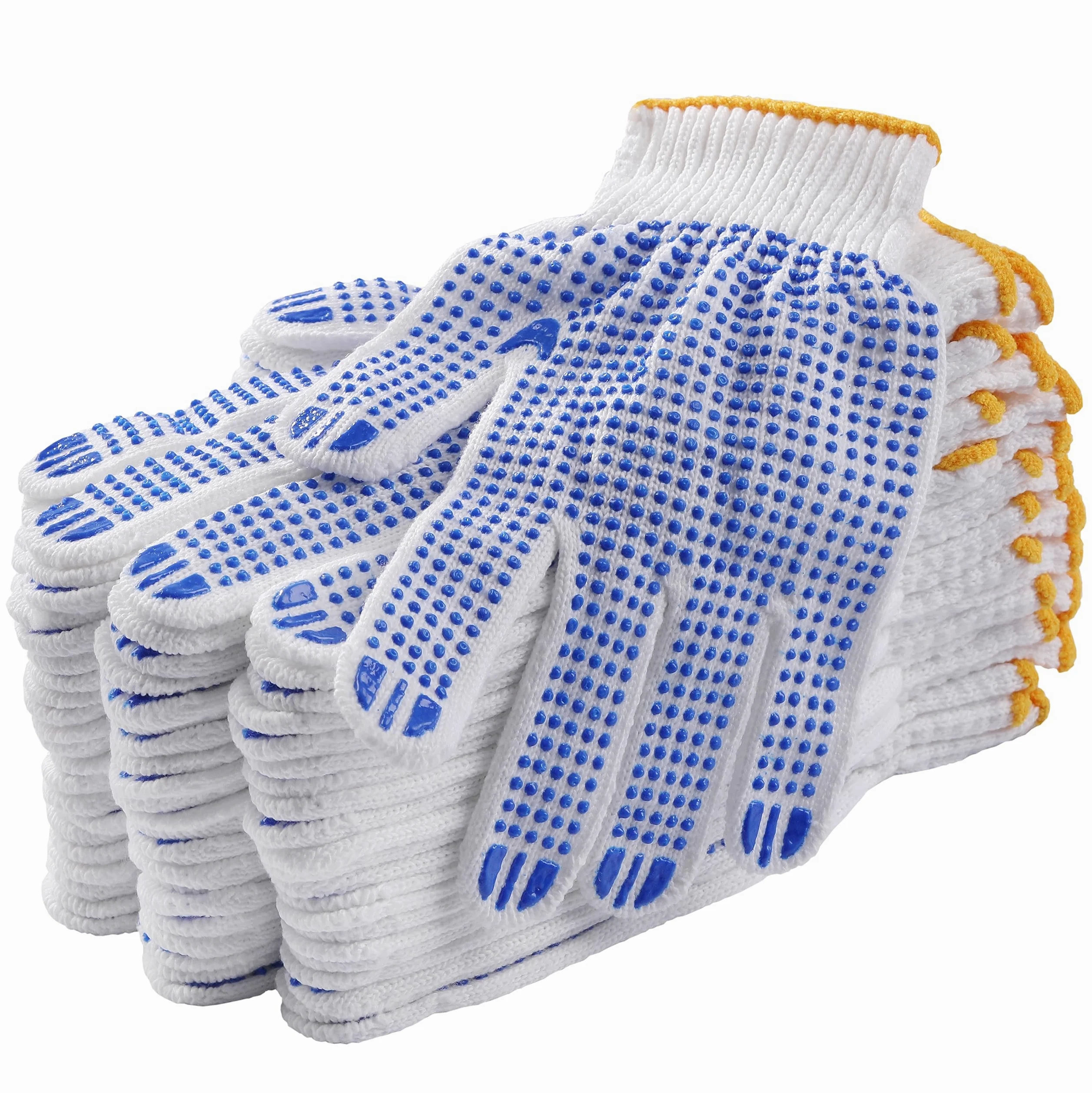 COOHORN 12 pares de guantes de trabajo de seguridad elásticos de mezcla de algodón para manos secas, guantes antideslizantes de punto para hombres y mujeres, guantes húmedos transpirables para garaje,