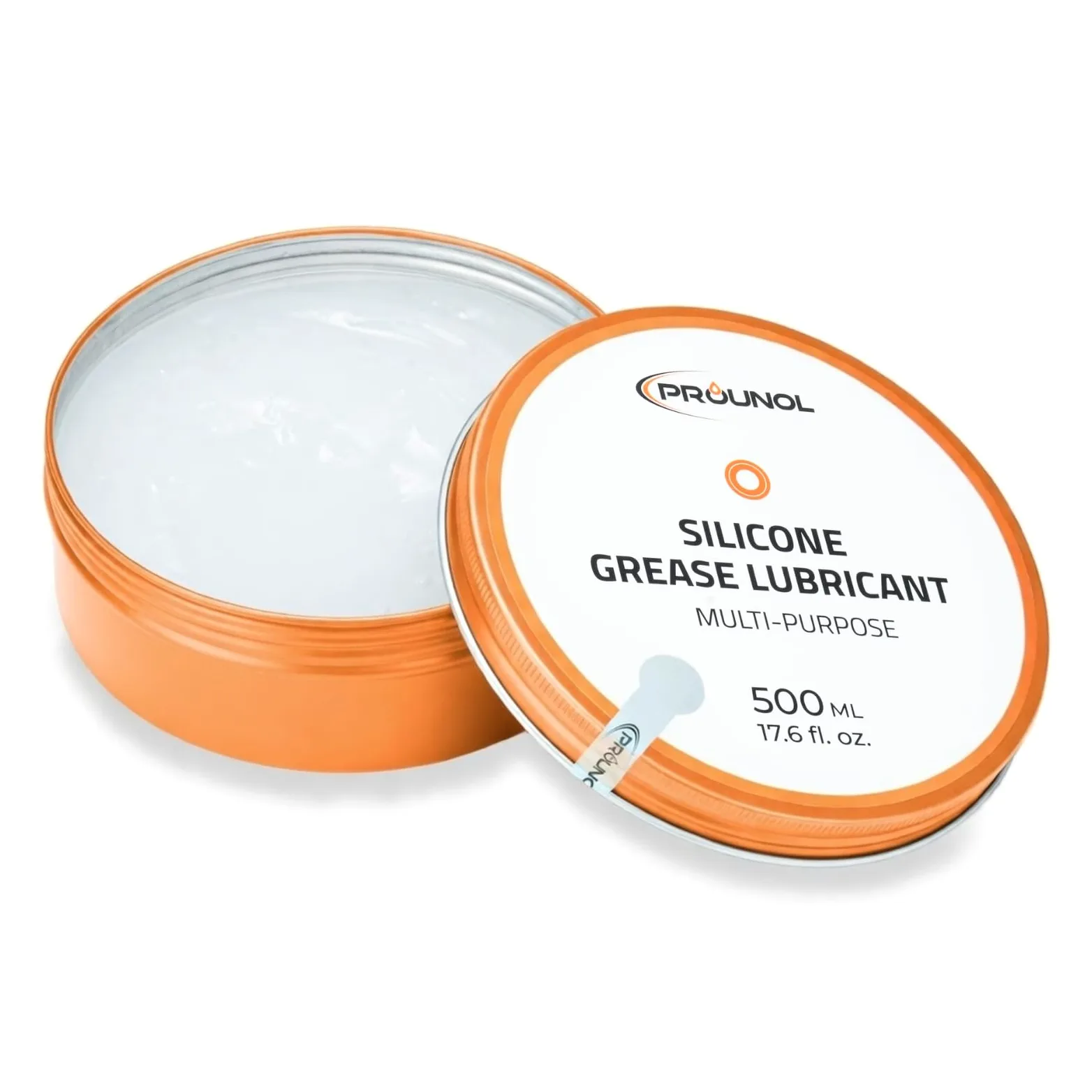 Prounol Grasa de Silicona Alimentaria y Dieléctrica, Juntas Tóricas, 500 ml | Agua potable (certificado PZH) | Grifos, cafeteras espresso | Persianas, gomas, bornes | Impermeable | Lata tamaño taller