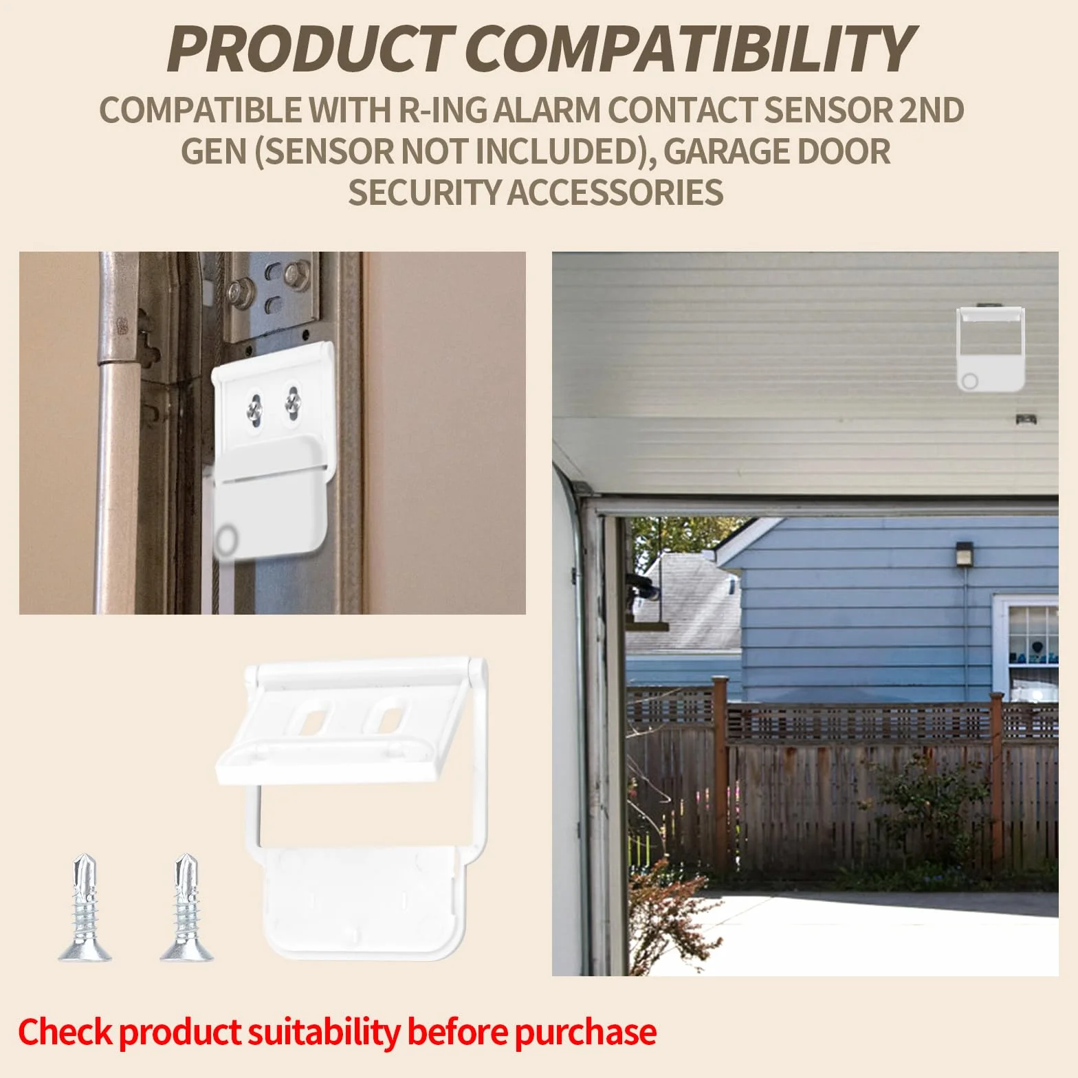Gosknor Soporte para Puerta de Garaje, Compatible con Sensor de Contacto Ring Alarm 2 Generación, Soporte de Montaje para Sensor Ring Accesorios de Seguridad, Fácil Instalación