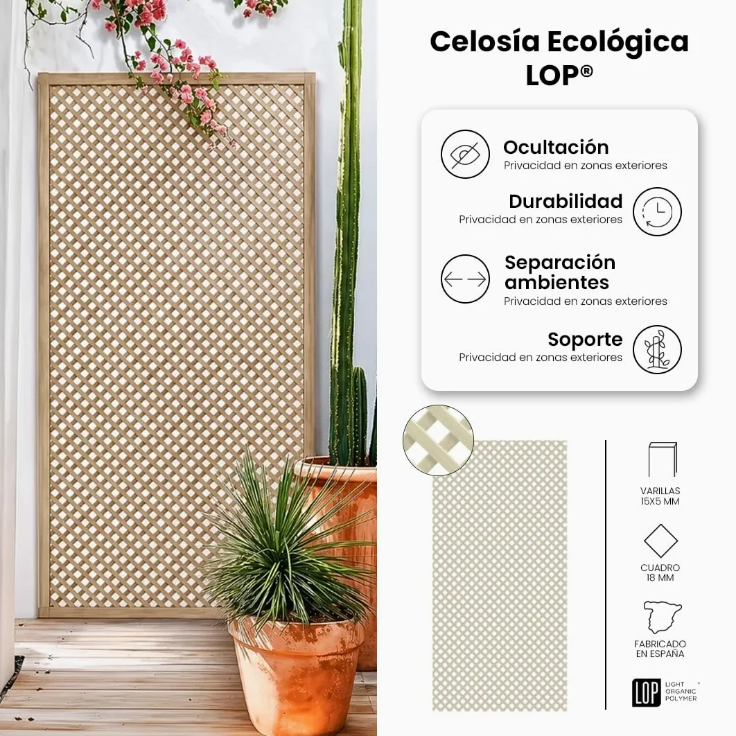 Pack INSTALACIÓN CELOSÍA Lop + 3 PERFILES + Kit ESCUADRAS Marfil 0.6X1.15 M