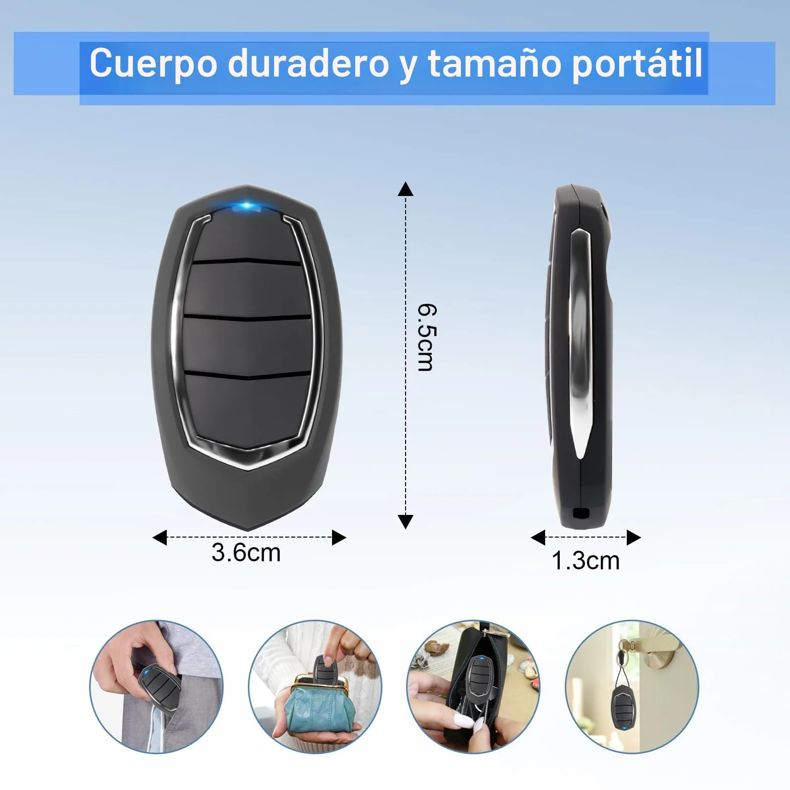 433,92MHz Mando Garaje Universal,3 Unidades de Mando a Distancia para MOTORLINE Falk MX4SP MXS4SP MX5SP RCM DSM,4 Canales Clonador Mando Garaje Inalámbrico