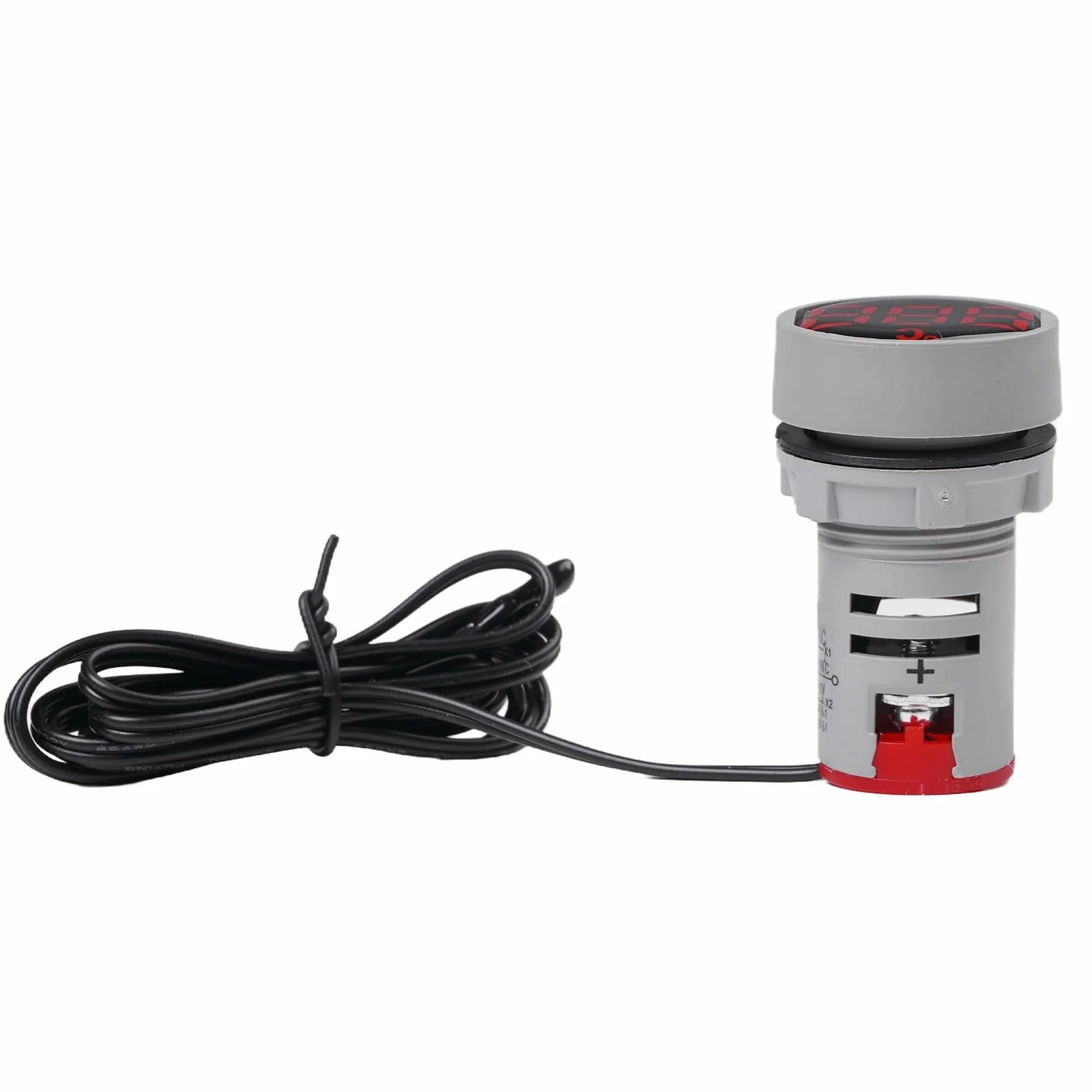 Termómetro digital compacto de 22 mm con LED transparente, indicador de temperatura redondo DC 5V-12V, para sistemas de control rojo (DC5-12V)