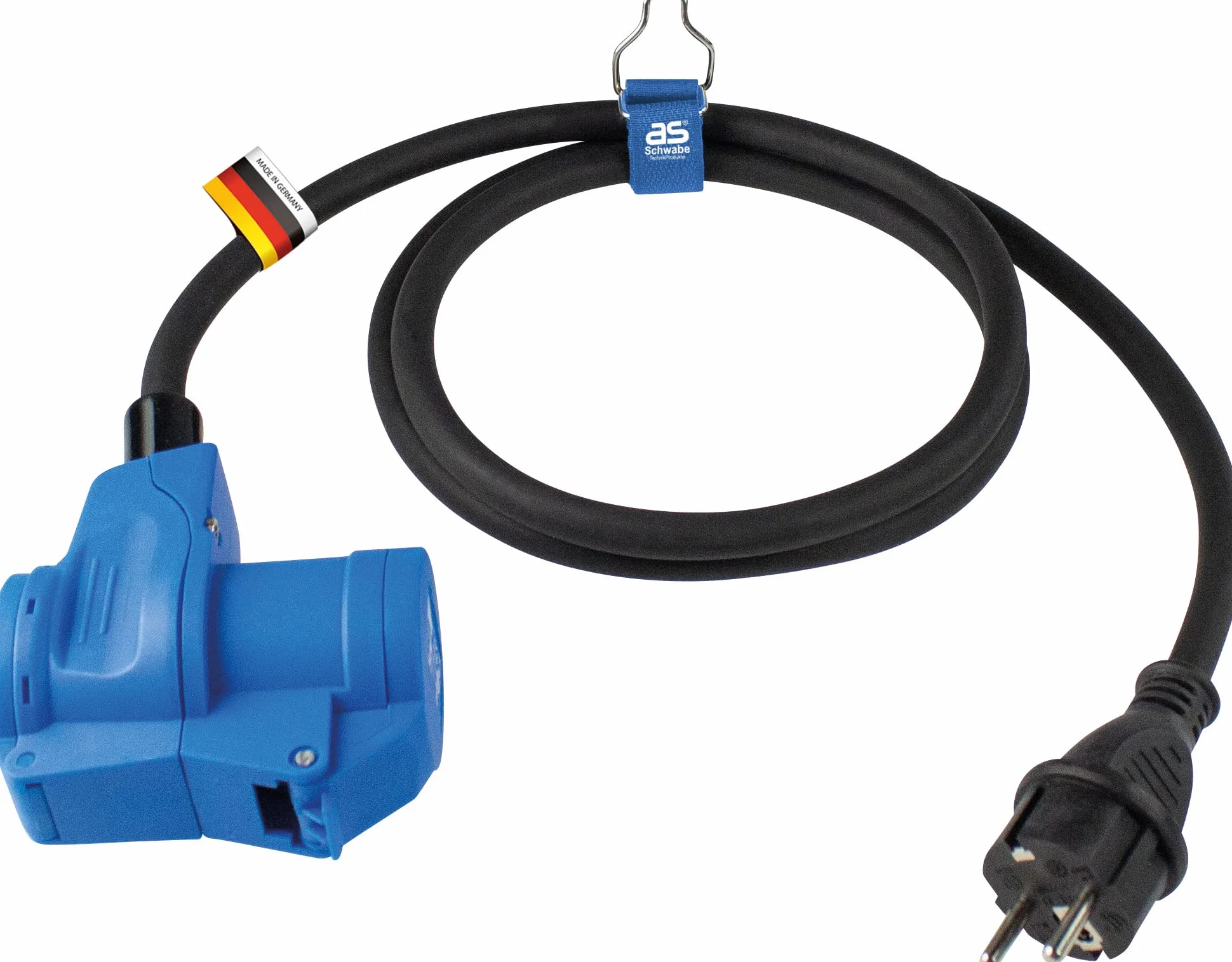 as - Schwabe 60483 - Cable adaptador con conector hembra en ángulo (230 V, 16 A, 3 pines, 1,5 m, H07RN-F 3G2,5, IP44, uso en el exterior)