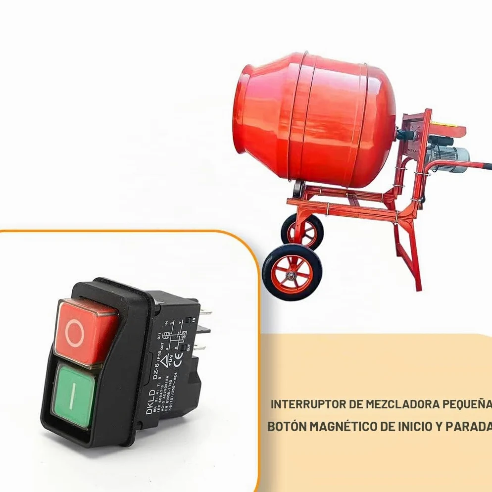 Botón pulsador DKLD DZ6 Protección contra sobrecarga Interruptor electromagnético a Prueba de Agua Rendimiento Estable Interruptores de Seguridad Licuadora, DKLD/DZ-6 Cinco Patas