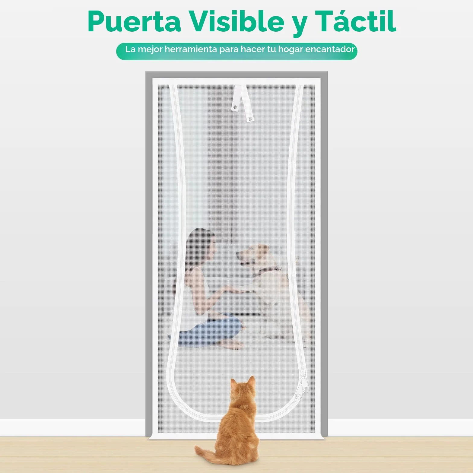 Puerta Mosquitera para Gatos, 81X208cm Puerta de Pantalla de Gato con Cremallera Bilateral, Evita Que los Perros Gatos salgan Corriendo de la casa, Dormitorio, Sala de Estar, Cocina Puerta del Patio