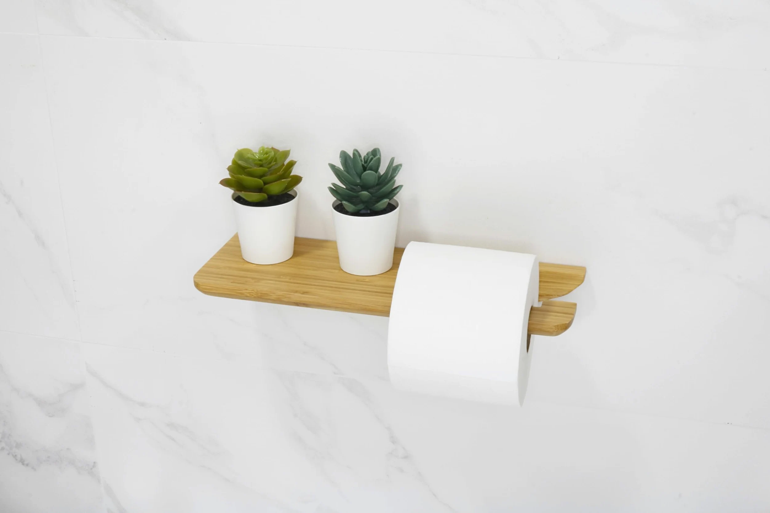 Portarrollos Papel Higiénico y Baño Sin Taladro Adhesivo | Soporte Bambu Decoración | Toilet Paper Holder | Soporte de Papel Higiénico + Toallero a Juego Disponible