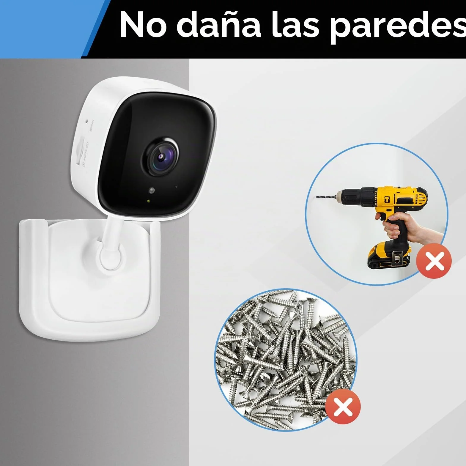 Pack de 2 Soportes de Pared Adhesivos para Cámara de Seguridad Interior Tapo C100, C110 – Instalación Fácil Sin Taladros, Montaje en Ventana para TP-Link