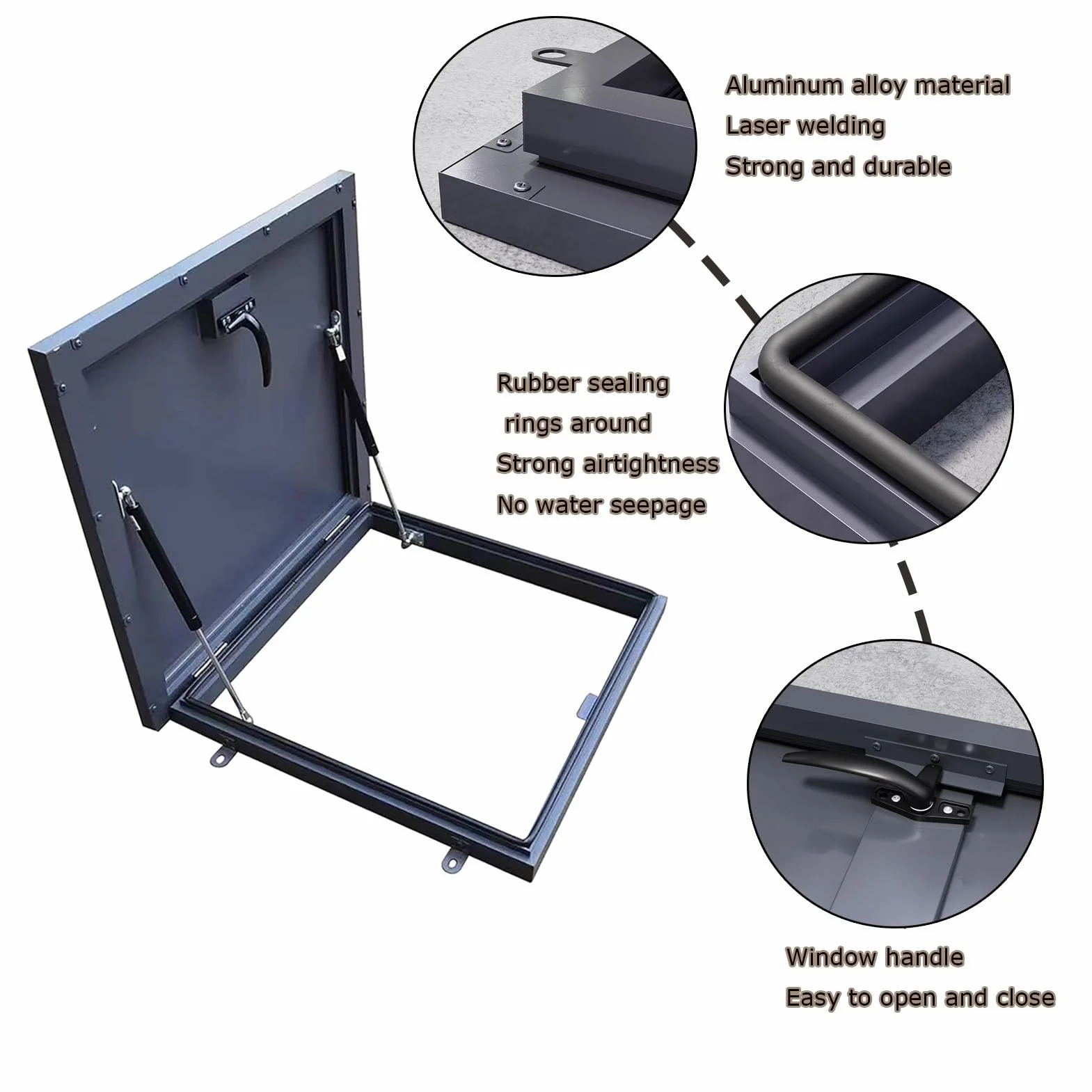 Aleación Aluminio Trampilla Acceso Al Techo Acceso Emergencia Ventanas Cubierta Escape Impermeable Trampilla Techo con Pestillo Puerta Cubierta Pozo para Patio Puerta(70x80cm)
