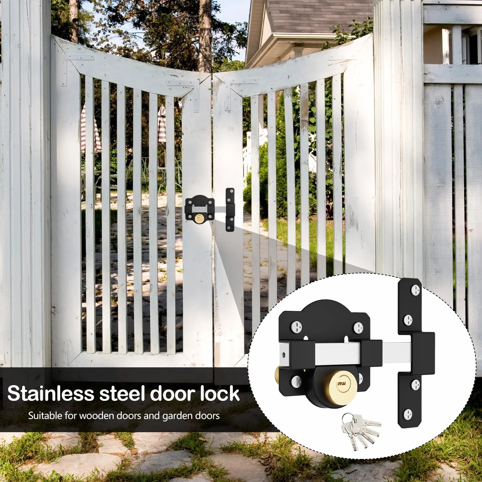 Cerradura Puerta, Cerradura Puerta Interior con Cilindro de Bloqueo de 50 mm Doble Bloqueo de Acero Inoxidable con 5 Llaves para Puerta de Metal Puerta de Madera Entradas de Casas Dormitorios