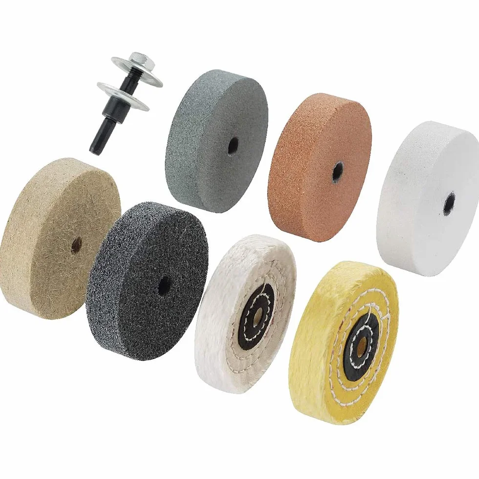 Kit de Rueda de Pulido de 3 Pulgadas, para Pulidora de Banco/Amoladora de Banco, Orificio de Rueda de Pulido de 3/8 Pulgadas, Kit de Adaptador de Eje de Taladro