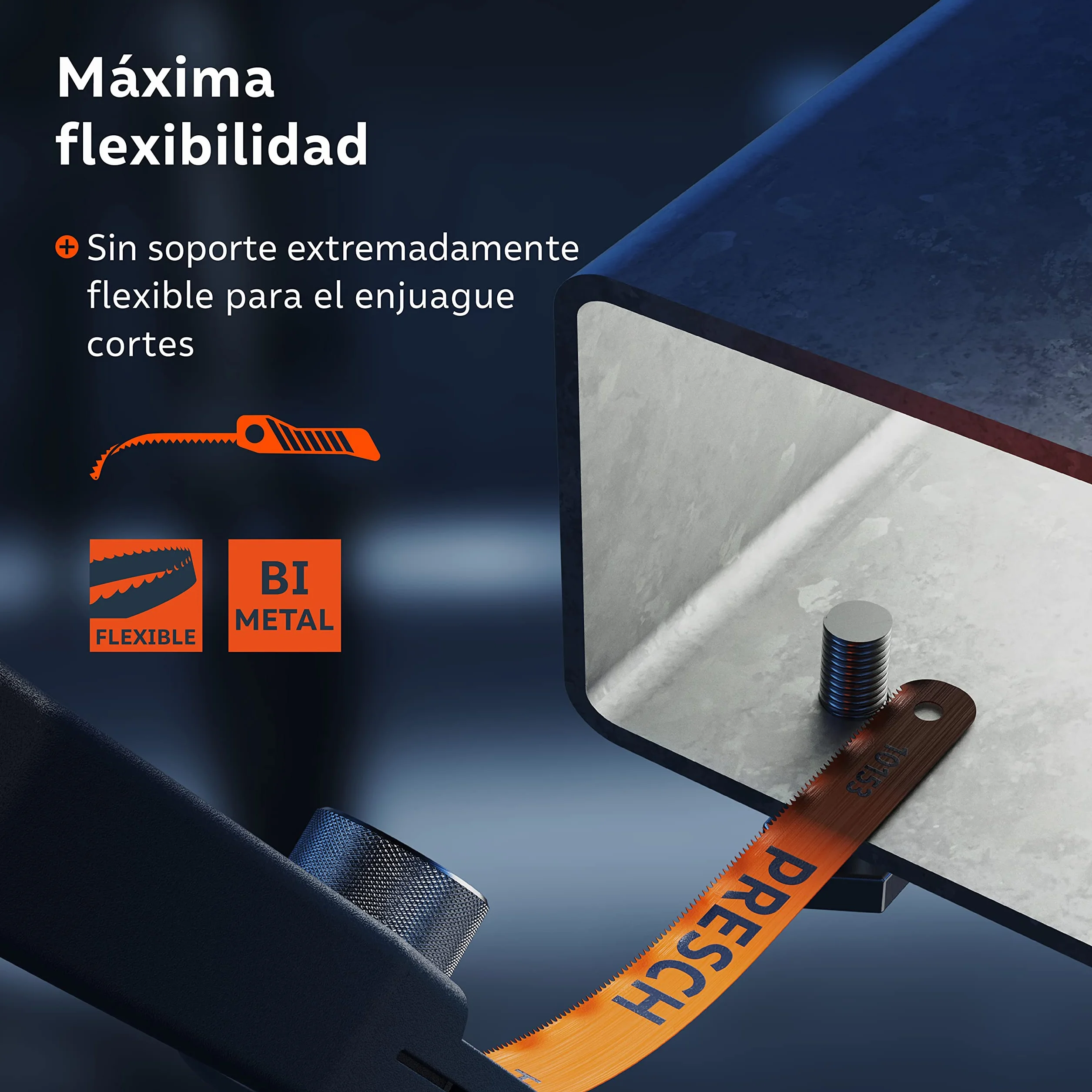Presch Mini Sierra de Metal Flexible 300mm - de mano 3 en 1 incl. hoja de sierra para metal - Sierra de hierro pequeña ajustable con hoja para metalica