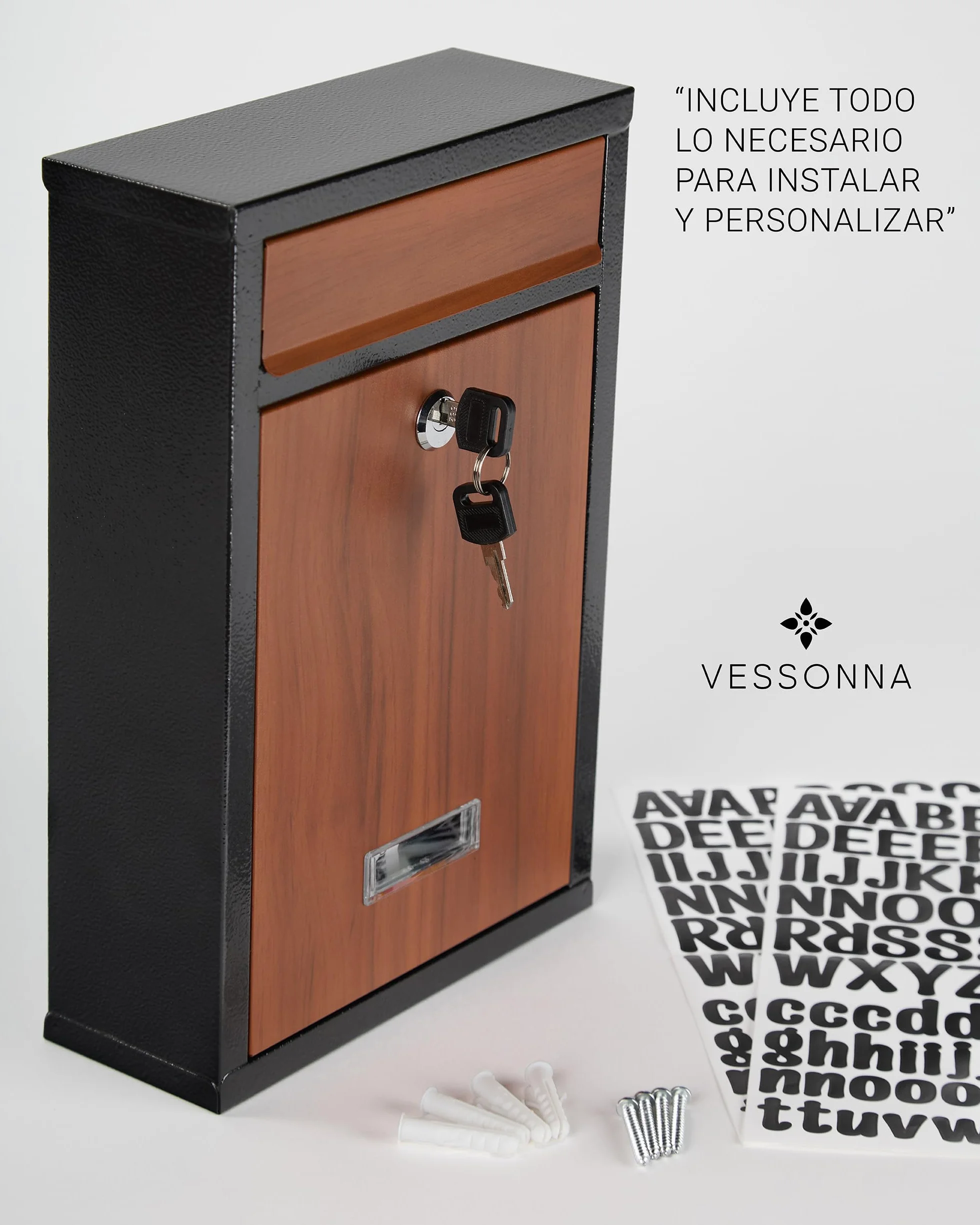 Buzon Exterior de Acero Tamaño M (DIN A4) | Buzones de Correos Exterior con Ventana de Visualización, Pegatinas Personalizables y Diseño Resistente a la Intemperie