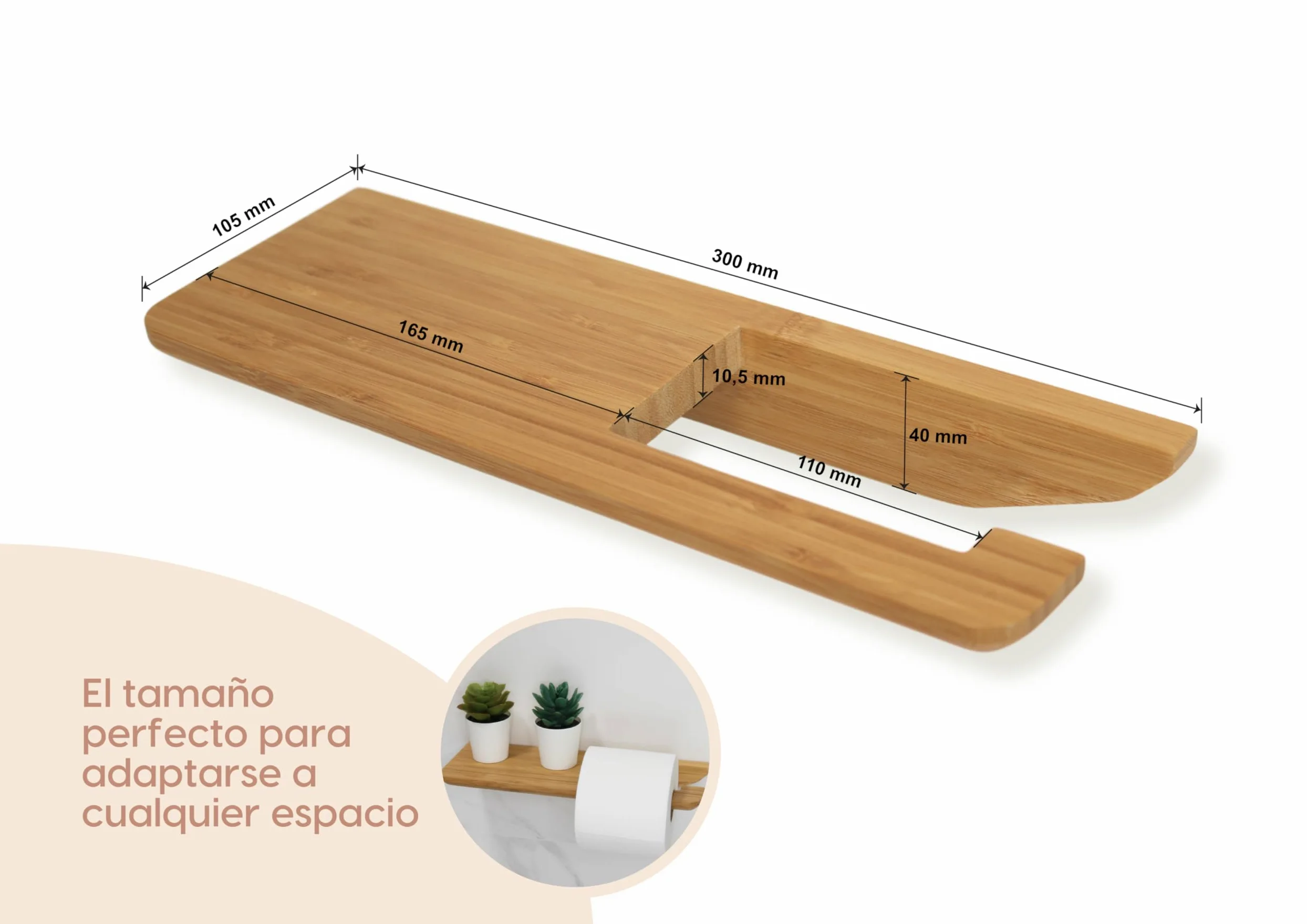 Portarrollos Papel Higiénico y Baño Sin Taladro Adhesivo | Soporte Bambu Decoración | Toilet Paper Holder | Soporte de Papel Higiénico + Toallero a Juego Disponible