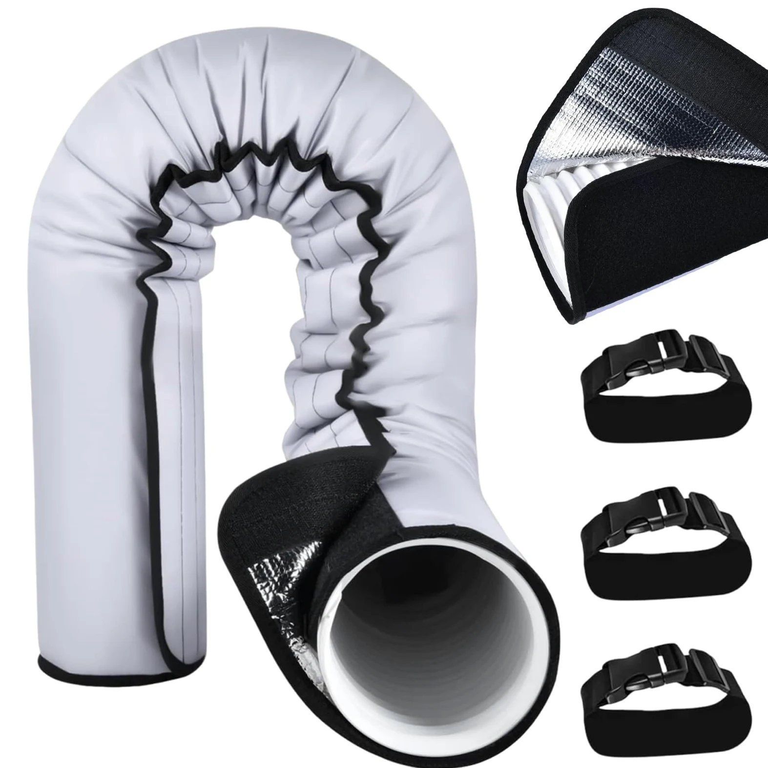 Cubierta De Manguera De Aire Acondicionado, Funda De Aislamiento Portátil Para Manguera De Aire Acondicionado, Con 3 Hebillas Ajustables, Reutilizable Y Lavable, Fácil De Instalar, 152x56 Cm