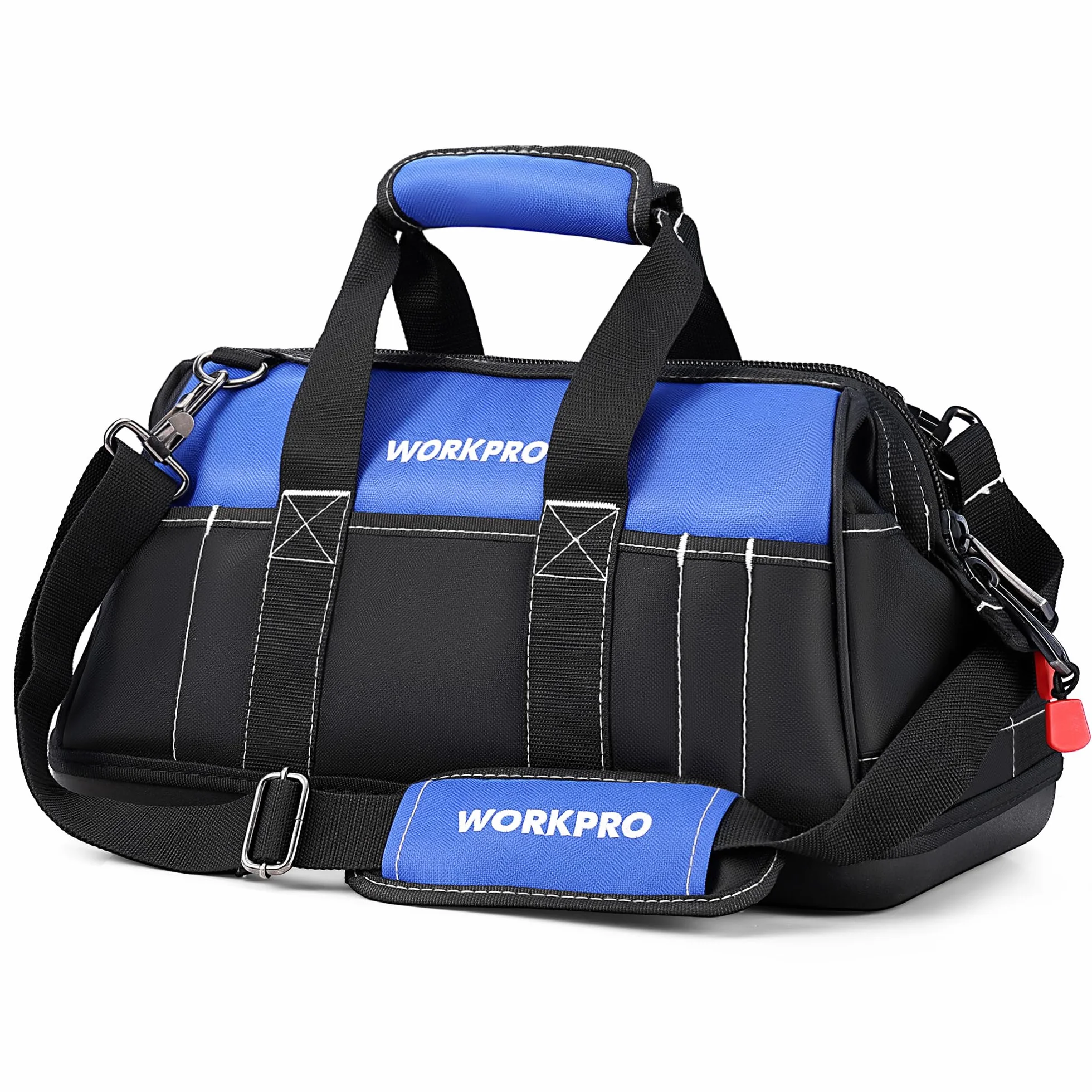 WORKPRO Bolsa de Herramientas 40 * 22 * 26cm, con Boca Ancha, Bolsa Portaherramientas, con Base de Plástico Rígida, Carga Máxima 15kg