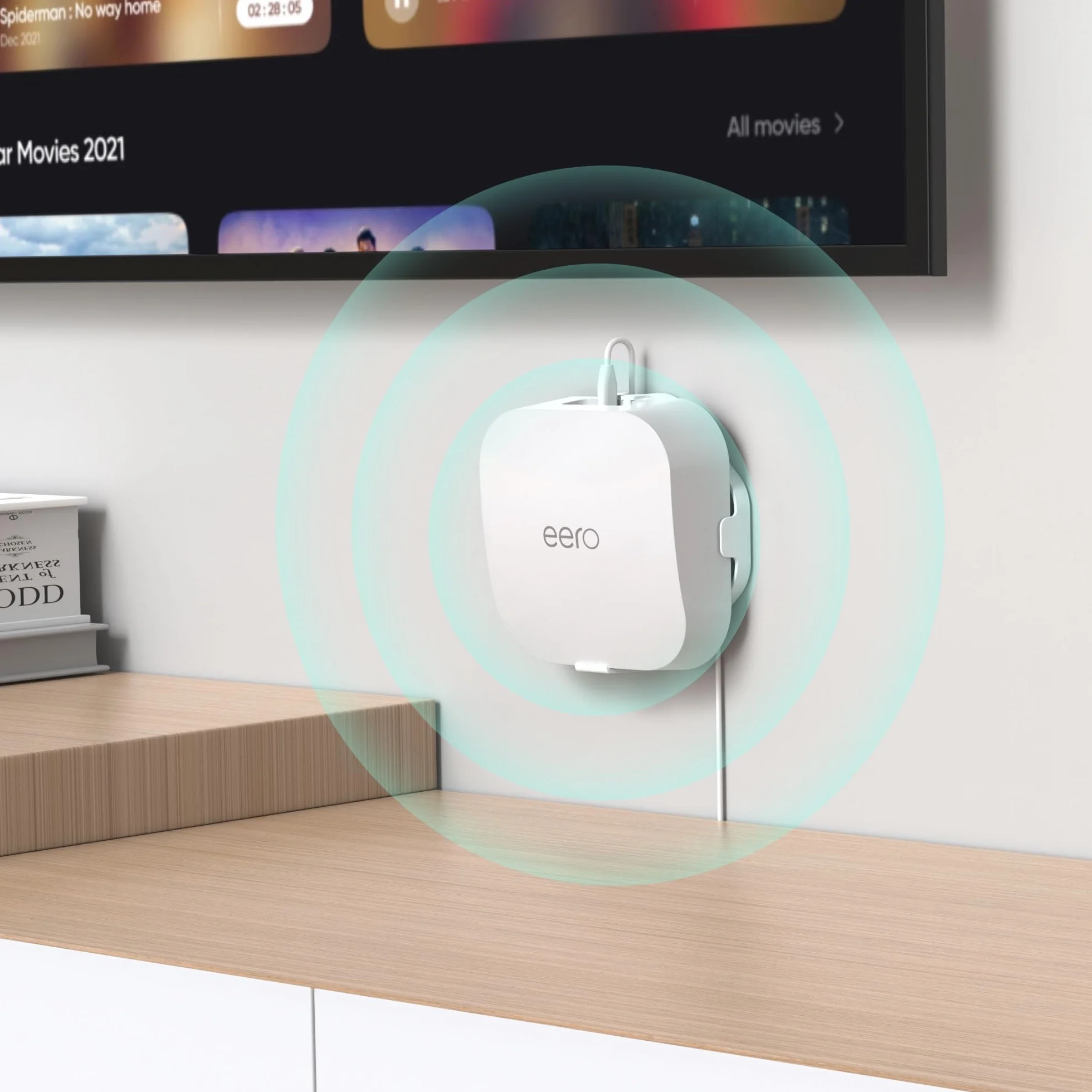 HomeMount Soporte de Pared Profesional para eero Pro 6/Pro 6e, Soporte de Pared eero atornillado Seguro con Aumento de señal de 360°, gestión de Cables Ocultos