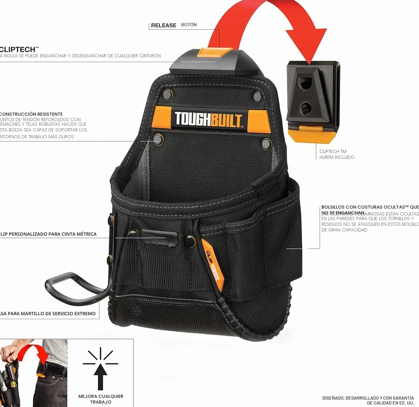TOUGHBUILT TOU-CT-24 Bolsa para proyectos con Lazo para Martillo