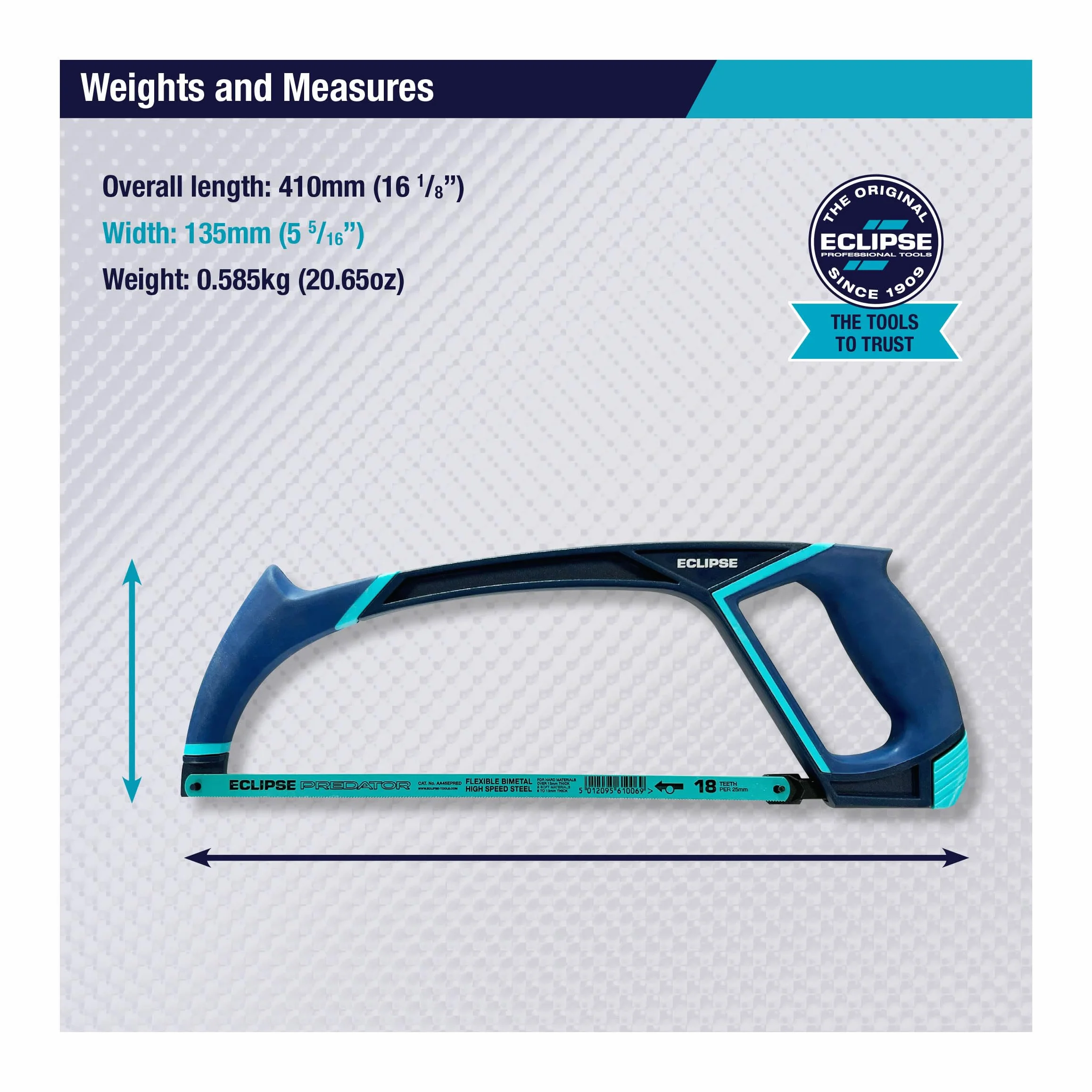 Eclipse Professional Tools EPH2PS Juego de sierra de calar (12") y minisierra (6")-Juego de sierra de mano ergonómica con empuñadura de confort para corte de metal y mecanismo de cambio rápido de hoja